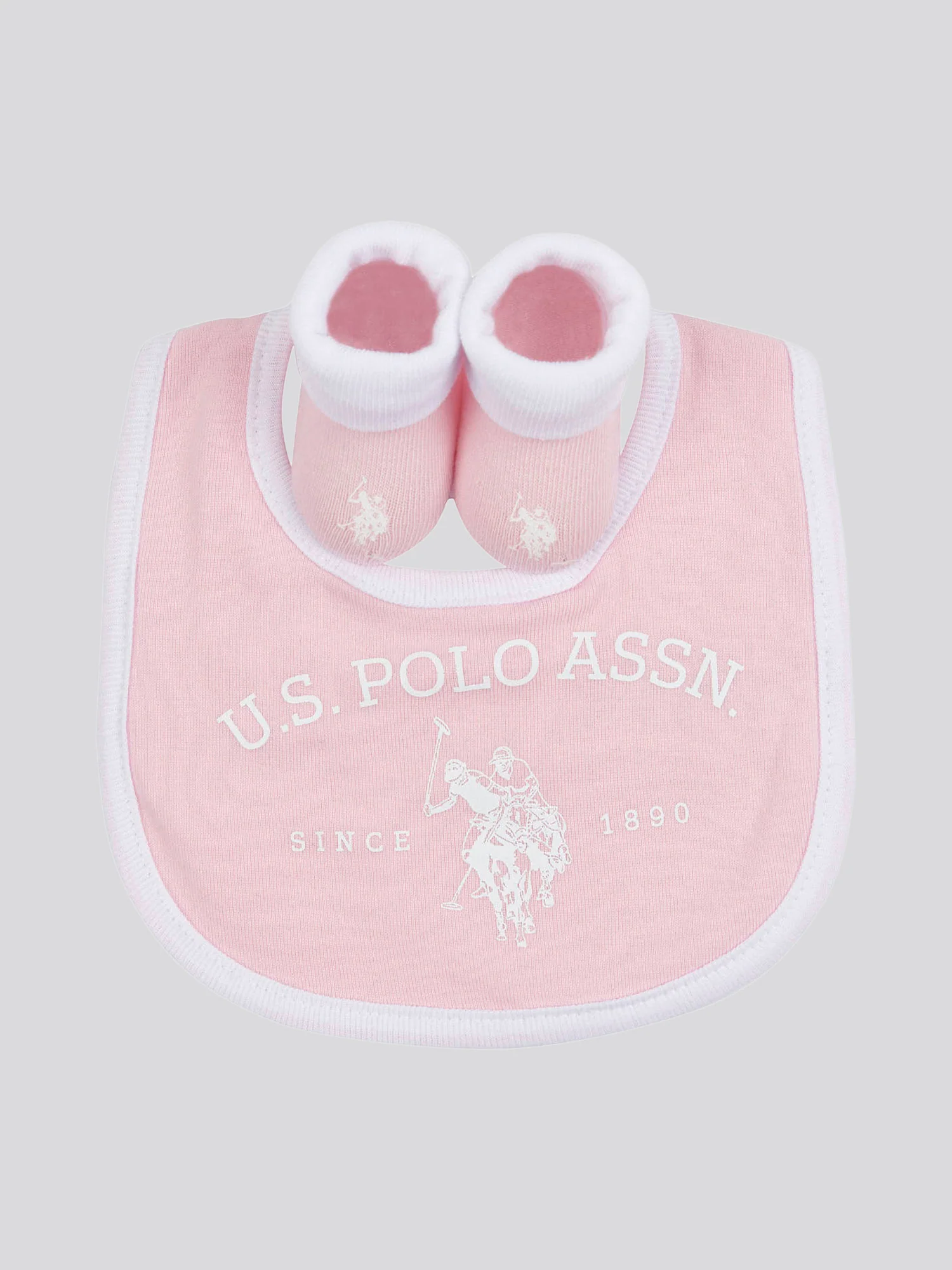 Baby Bib and Bootie set in Light Pink