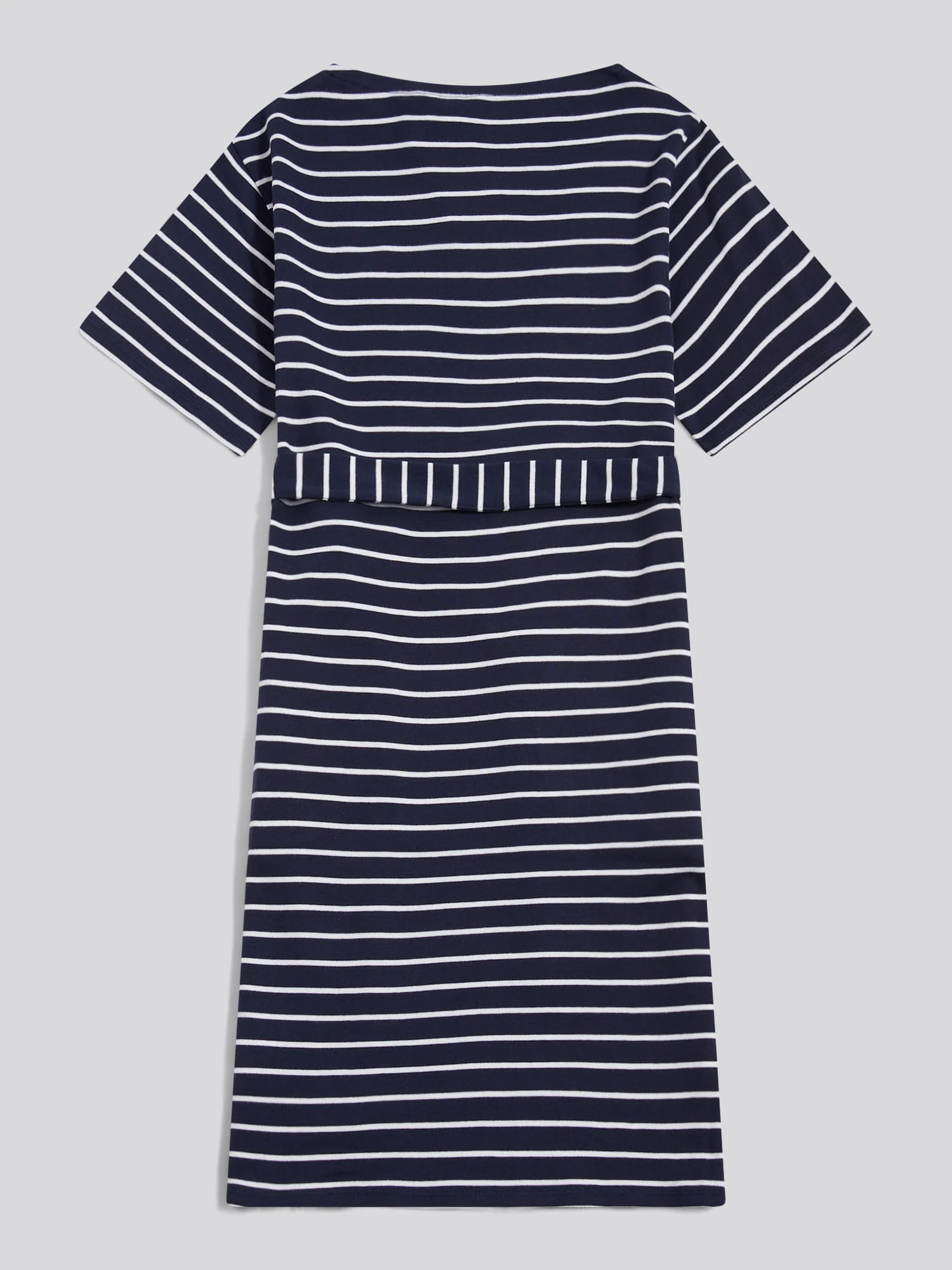 Womens Stripe Belted Boat Neck Midi Dress Navy Iris - Image 6