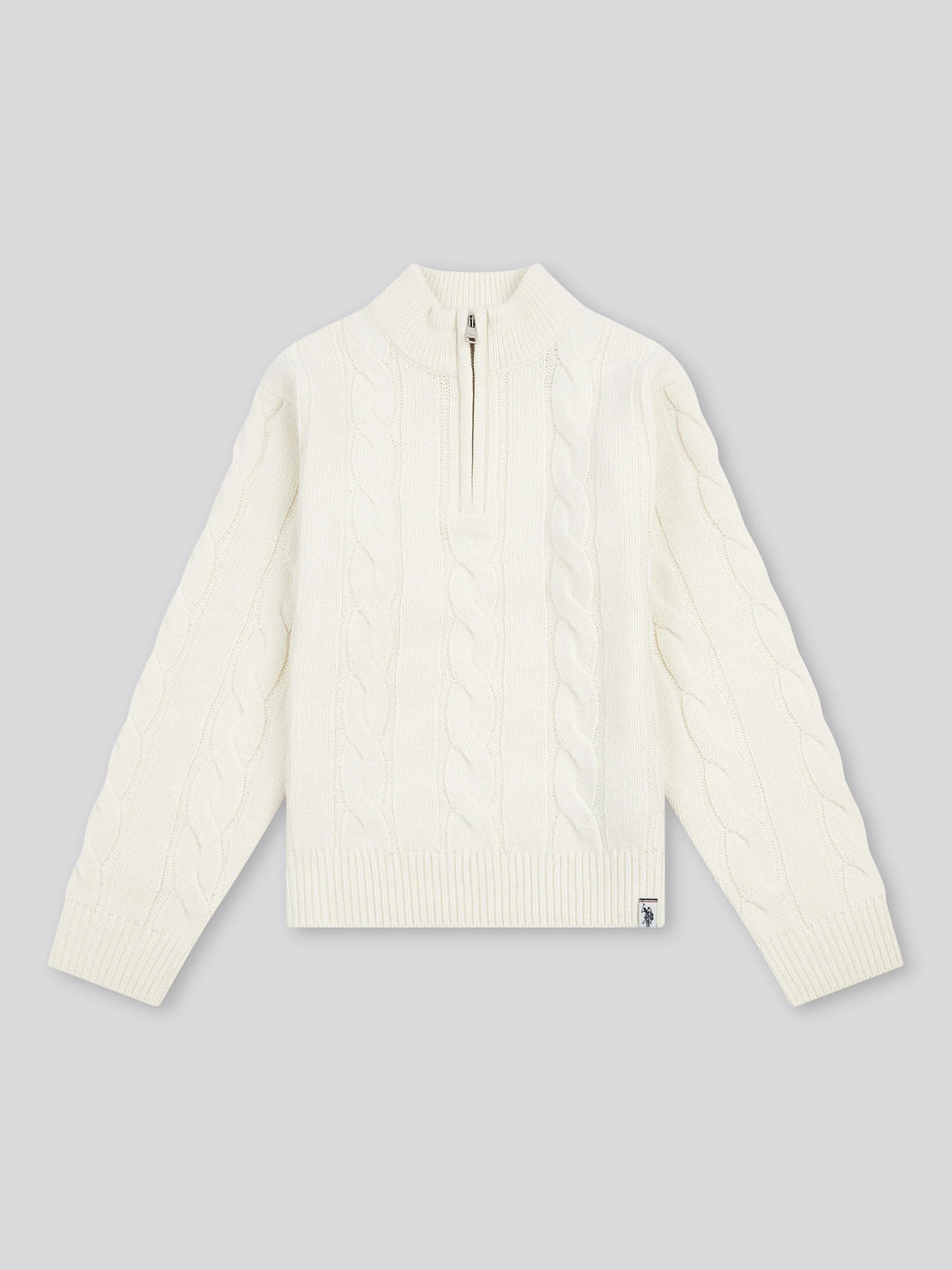 Boys Cable Knit Funnel in Whisper White - Image 5