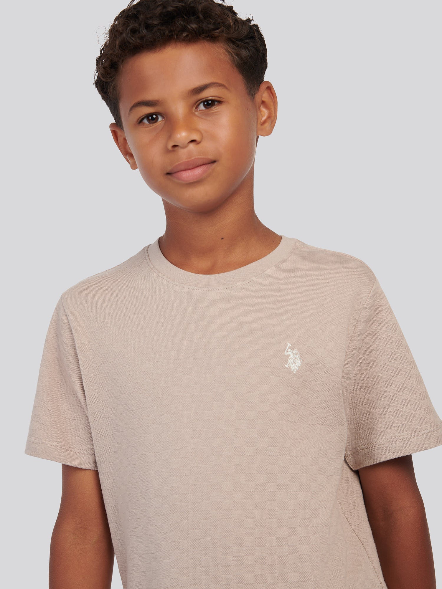 Boys Check Texture T-Shirt, in Atmosphere - Image 2