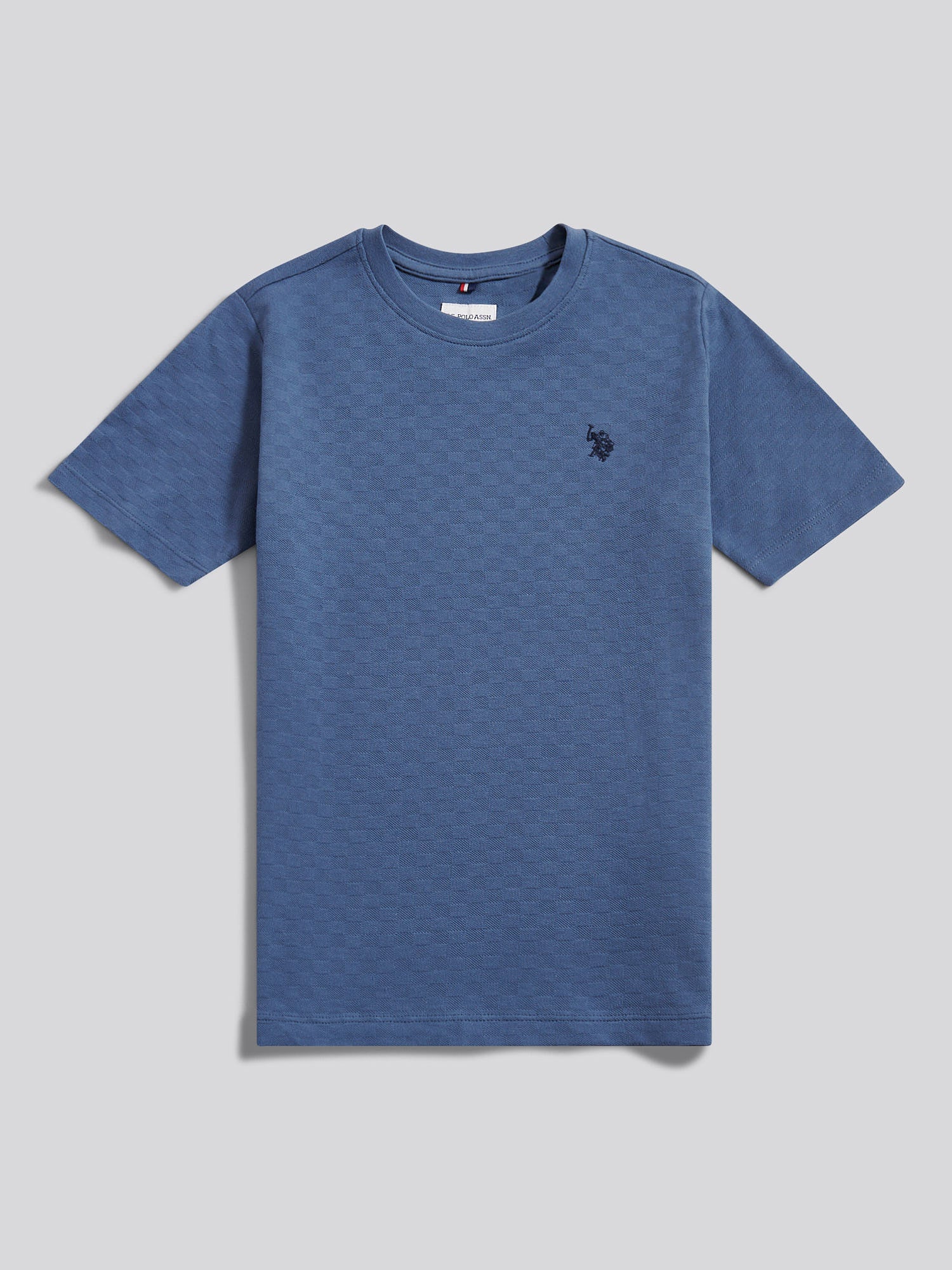 Boys Check Texture T-Shirt, in Vintage Indigo - Image 5
