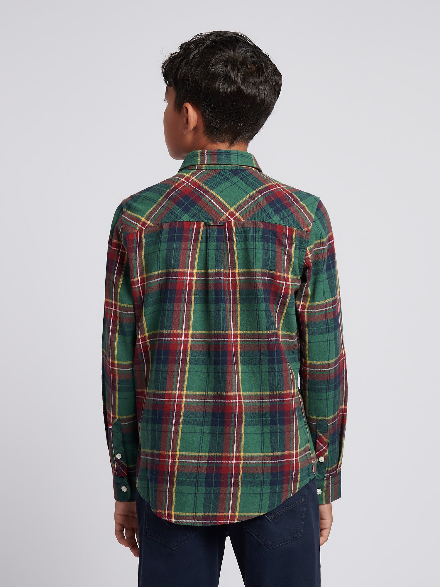 Boys Checked Buttondown Pocket Shirt in Pineneedle - Image 4