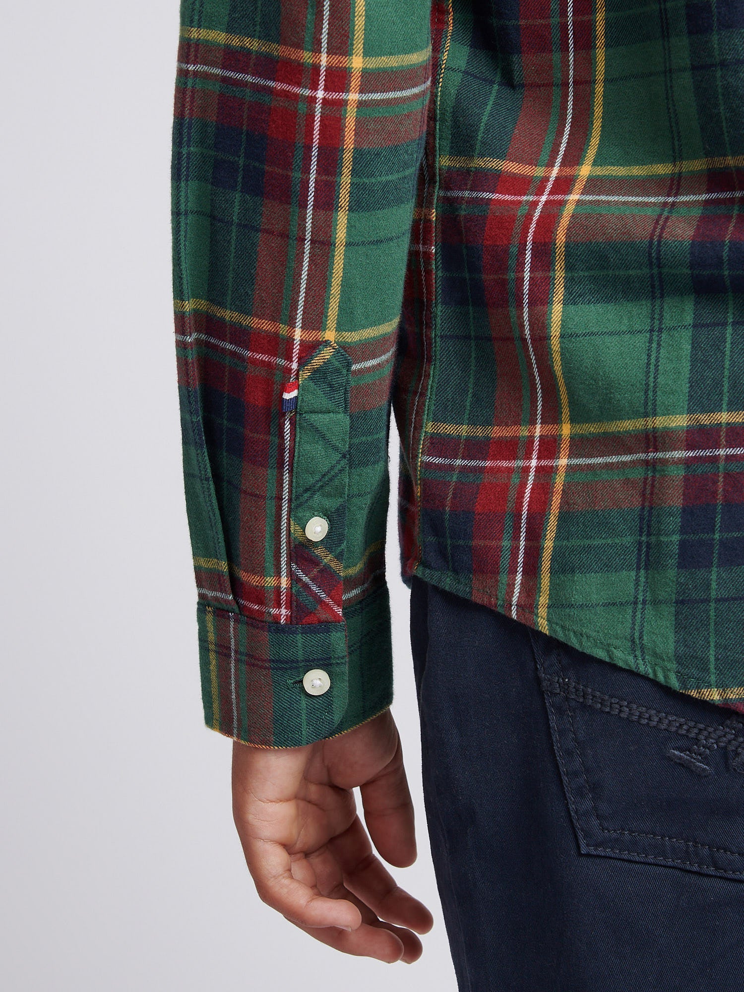Boys Checked Buttondown Pocket Shirt in Pineneedle - Image 5