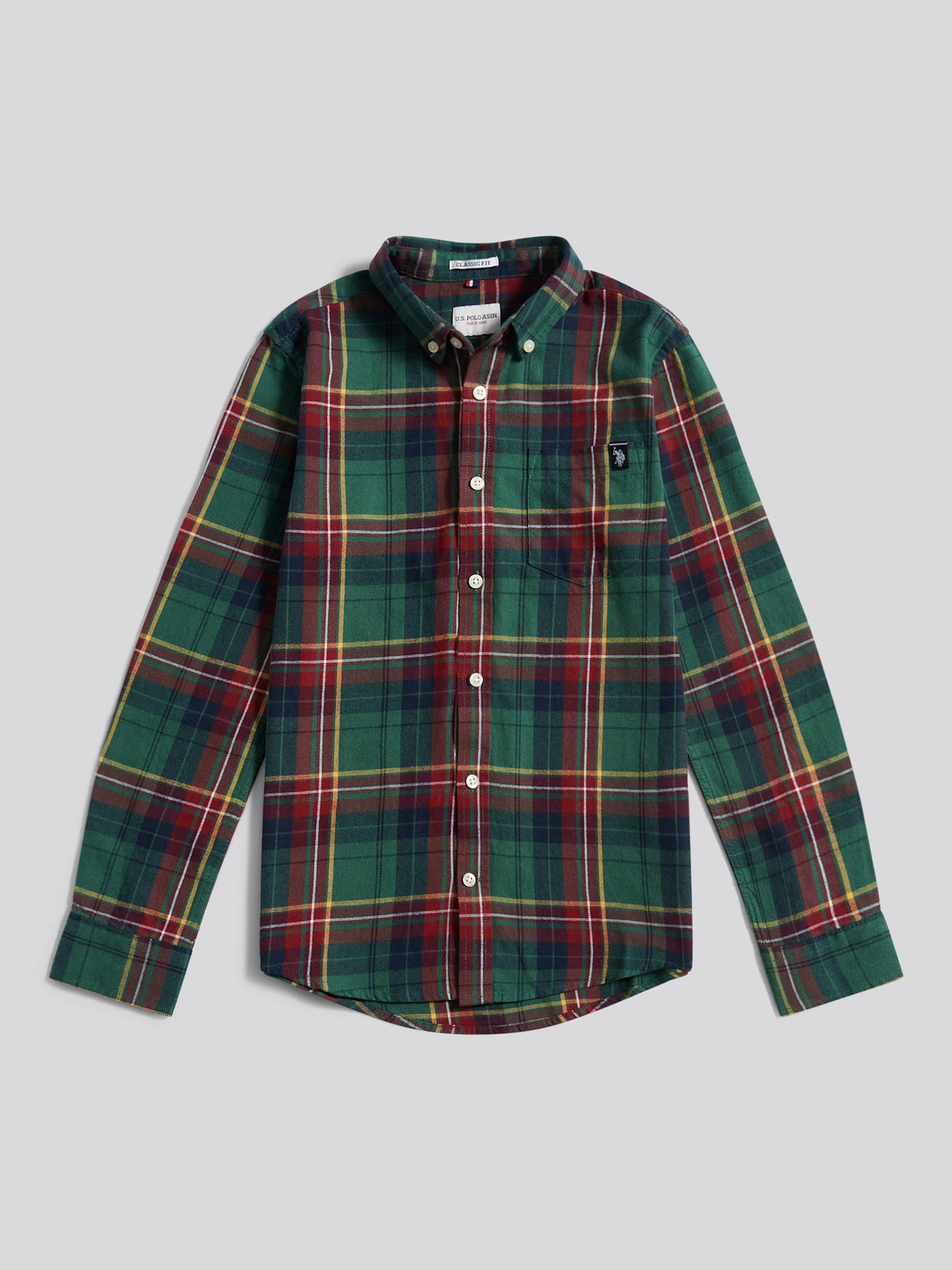 Boys Checked Buttondown Pocket Shirt in Pineneedle - Image 6