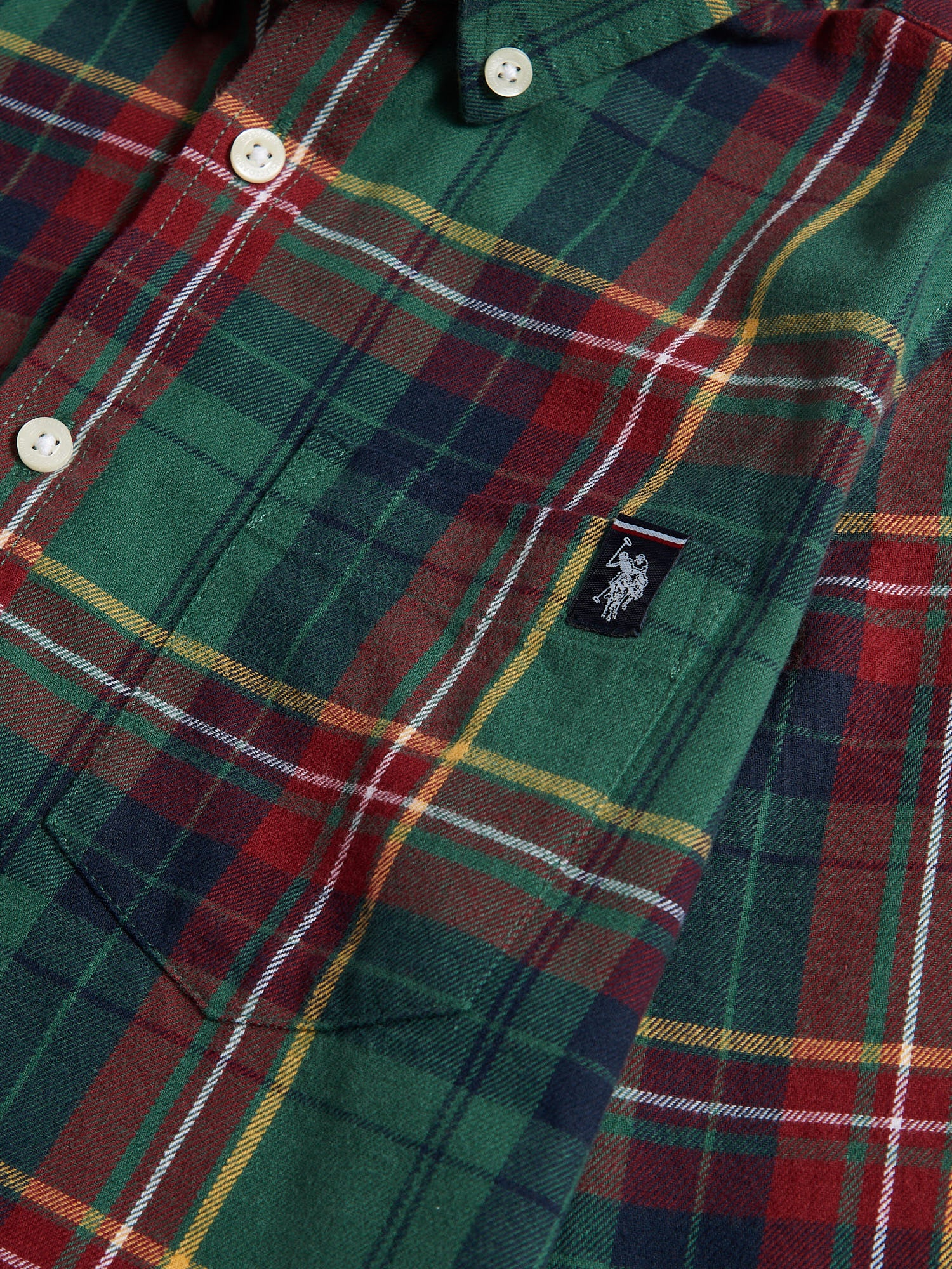 Boys Checked Buttondown Pocket Shirt in Pineneedle - Image 8