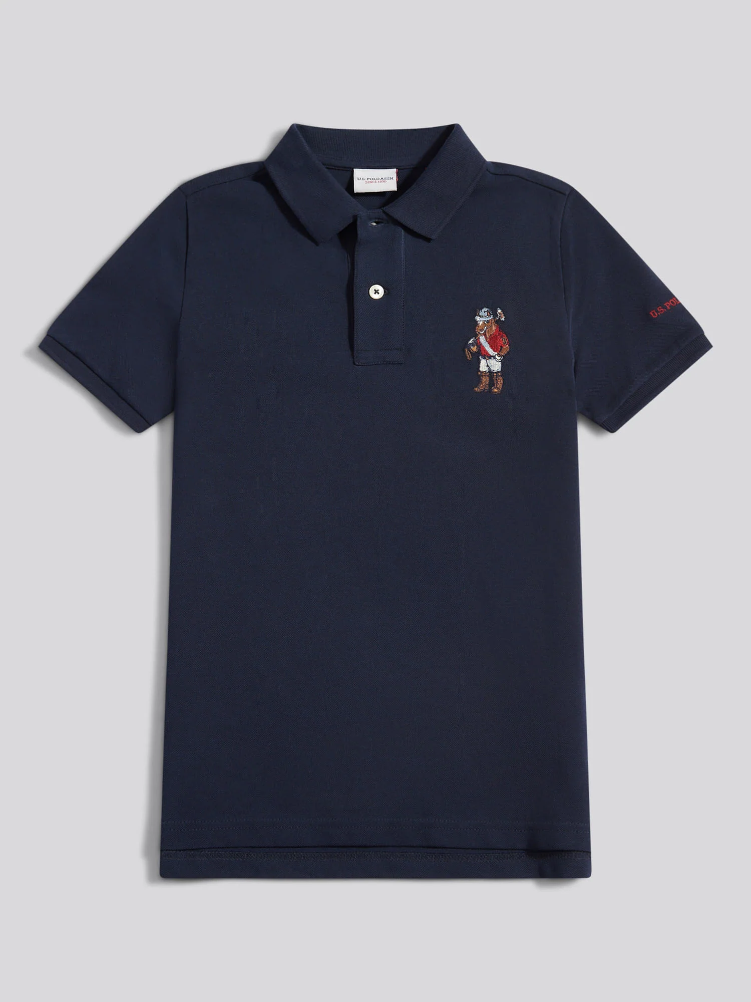 Boys Chuck Polo Shirt in Dark Sapphire Navy - Image 5