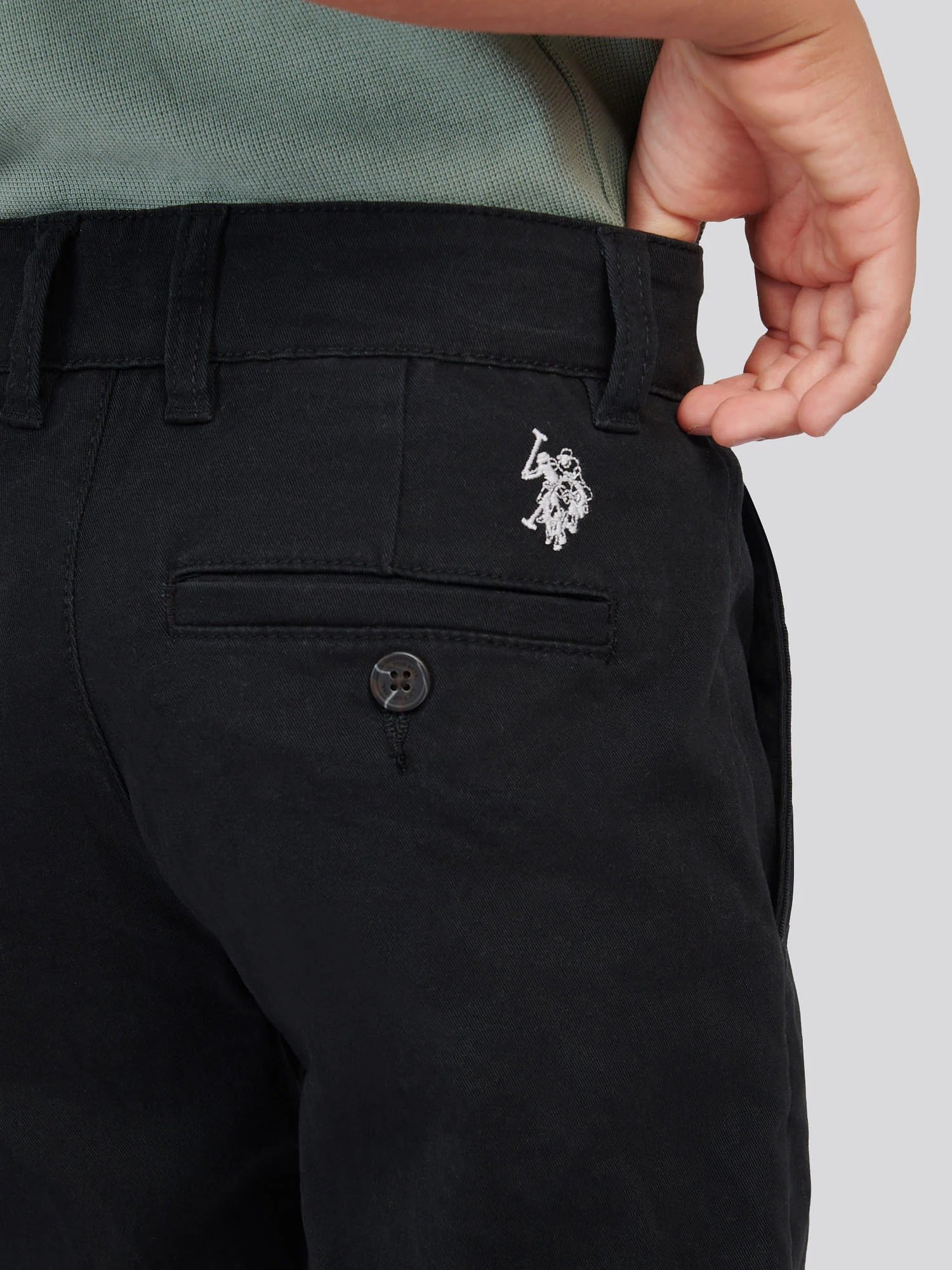 Boys Classic Chino in Black Bright White DHM - Image 2