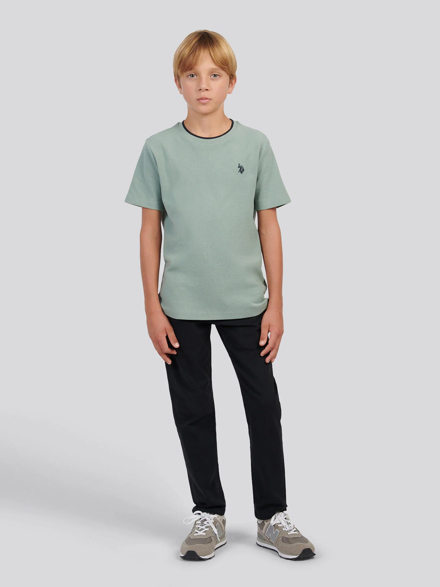 Boys Classic Chino in Black Bright White DHM - Image 3