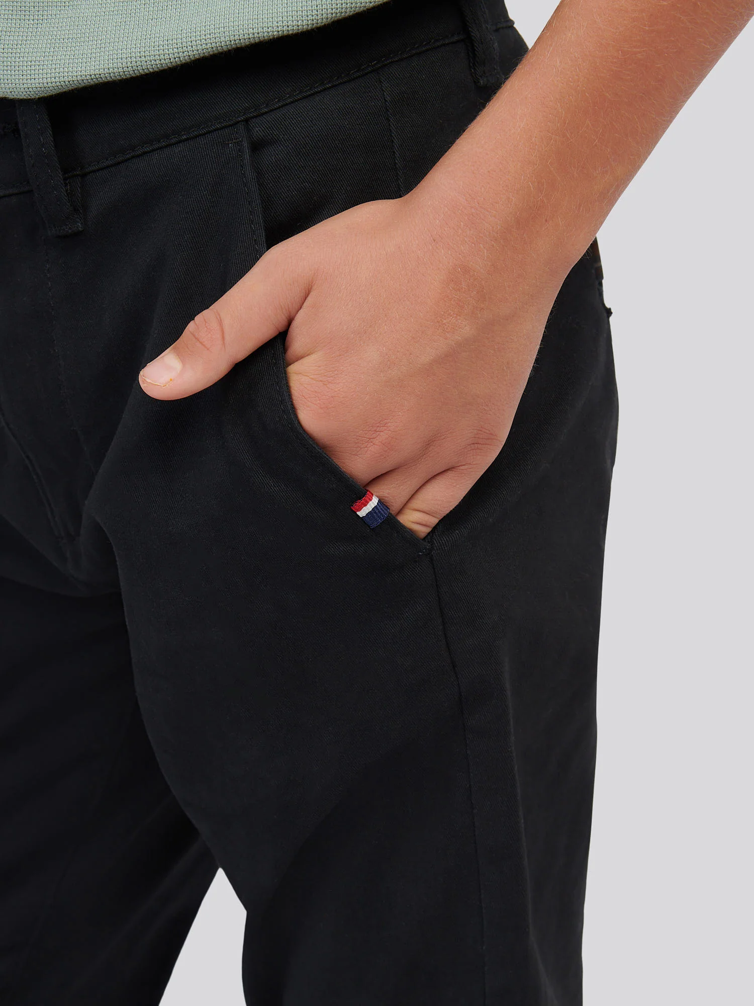 Boys Classic Chino in Black Bright White DHM - Image 5