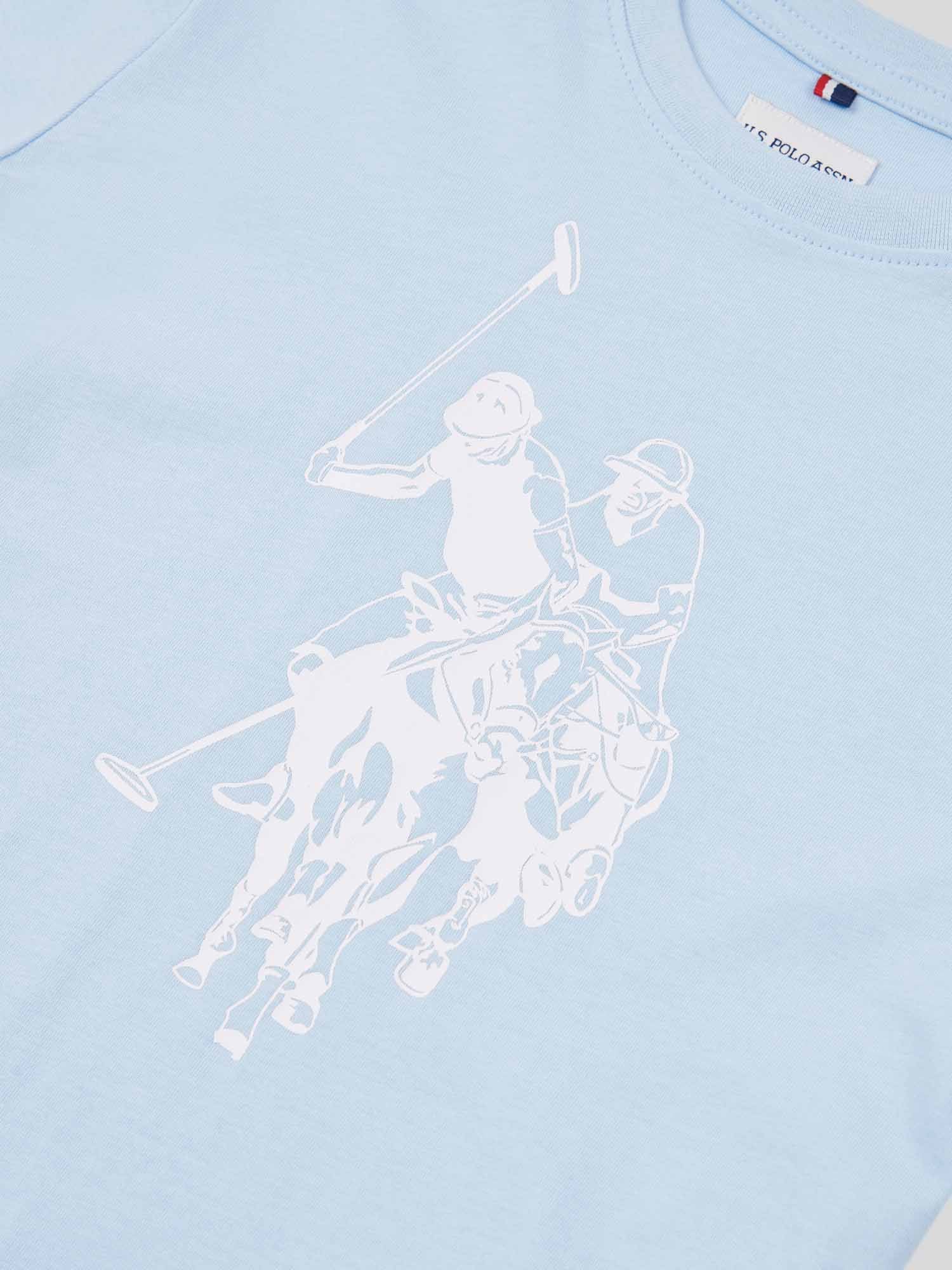 Boys Double Horsemen Graphic T-Shirt in Chambray Blue - Image 8