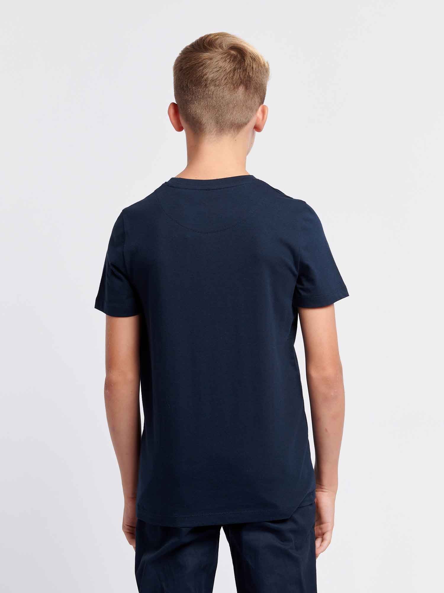 Boys Double Horsemen Graphic T-Shirt in Dark Sapphire Navy - Image 4