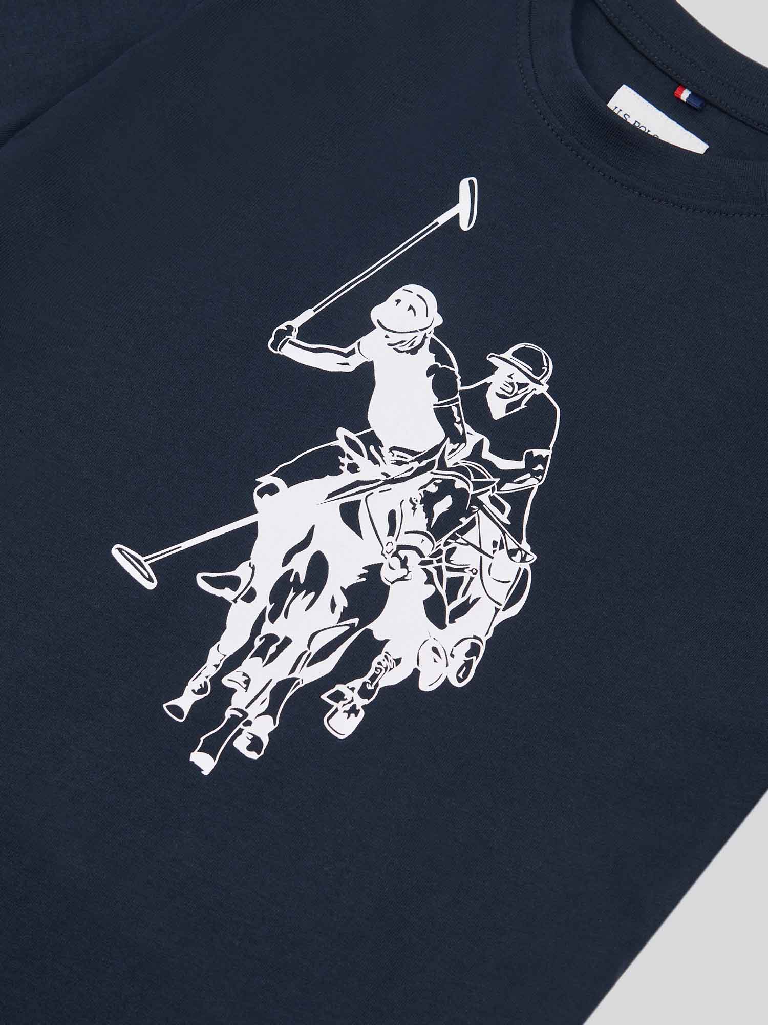 Boys Double Horsemen Graphic T-Shirt in Dark Sapphire Navy - Image 7