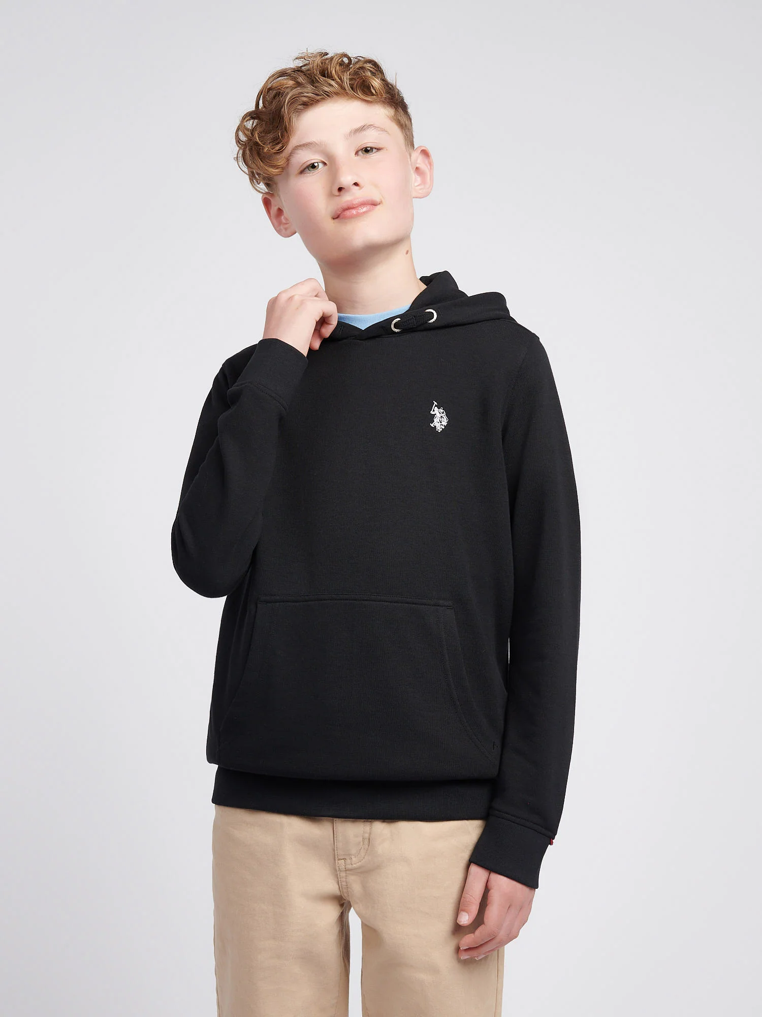 Boys Double Horsemen Hoodie Black Bright White DHM