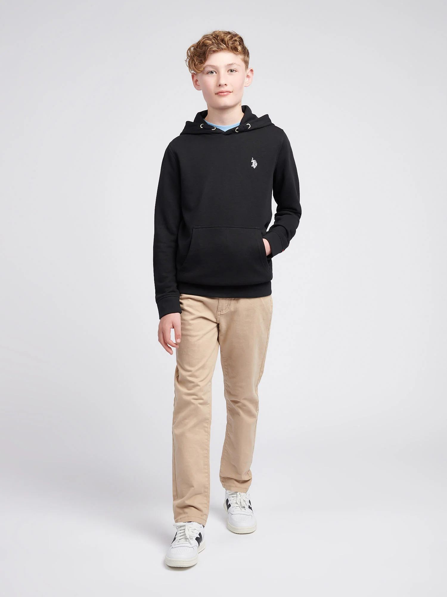 Boys Double Horsemen Hoodie Black Bright White DHM - Image 3