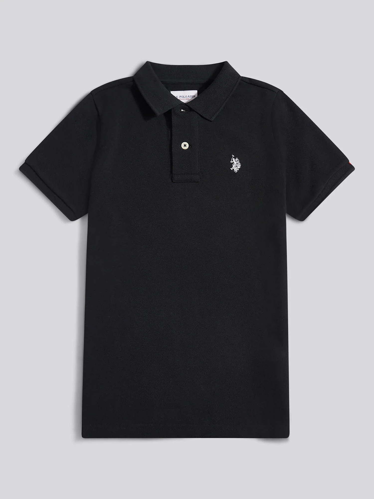 Boys Double Horsemen Polo Shirt Black Bright White DHM