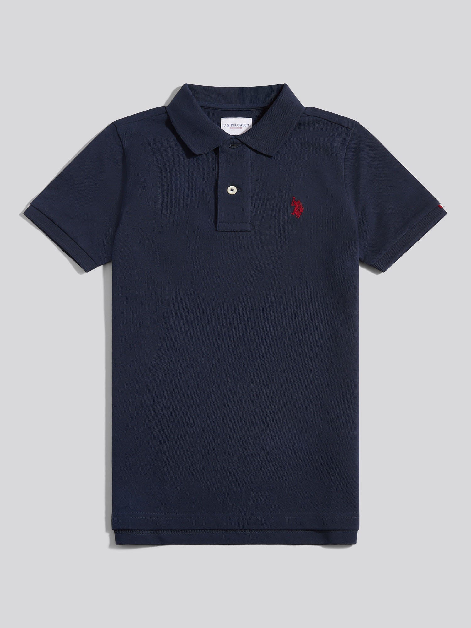 Boys Double Horsemen Polo Shirt Dark Sapphire Navy / Haute Red DHM - Image 5