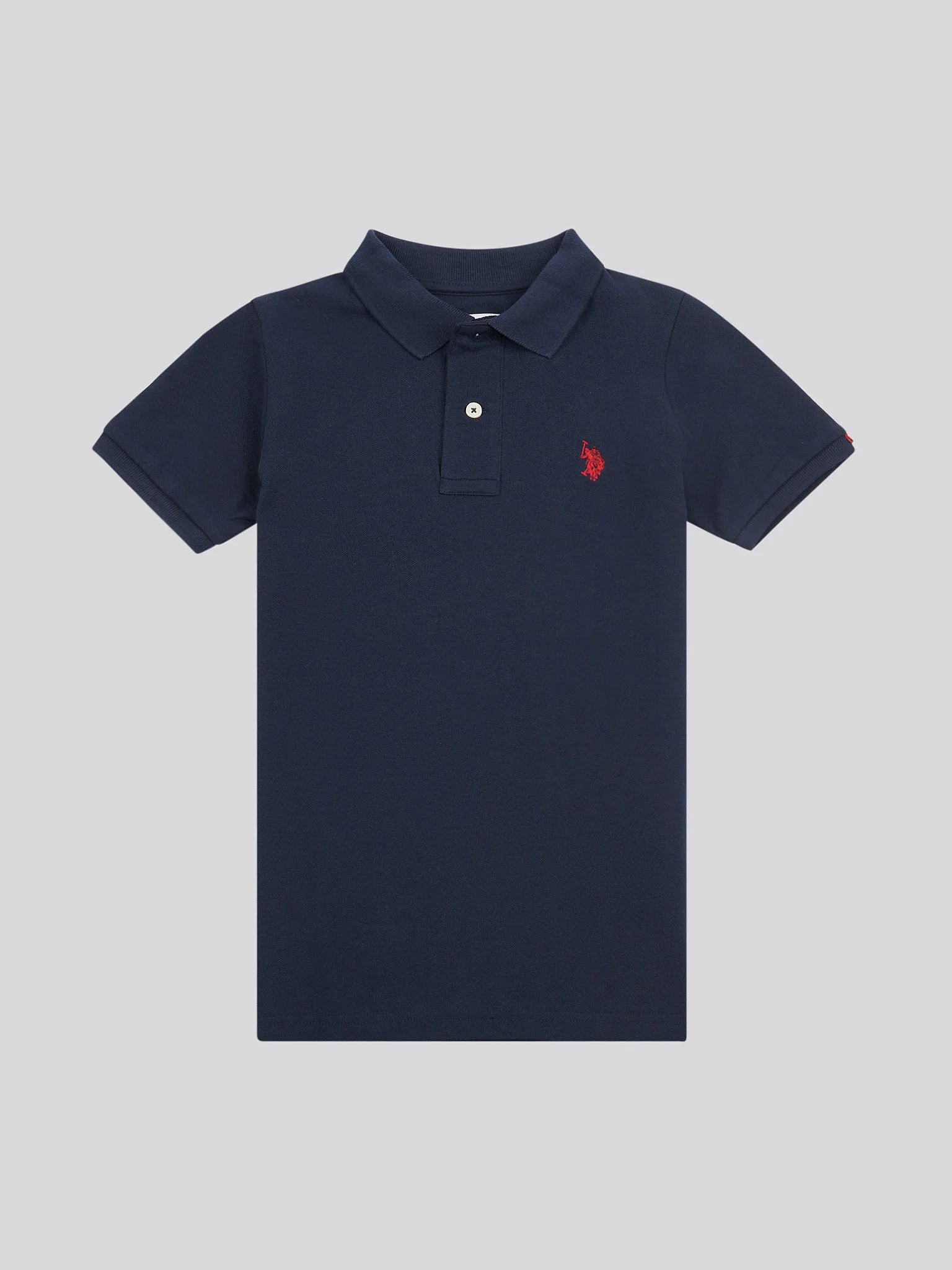 Boys Double Horsemen Polo Shirt in Dark Sapphire Navy / Haute Red DHM - Image 5