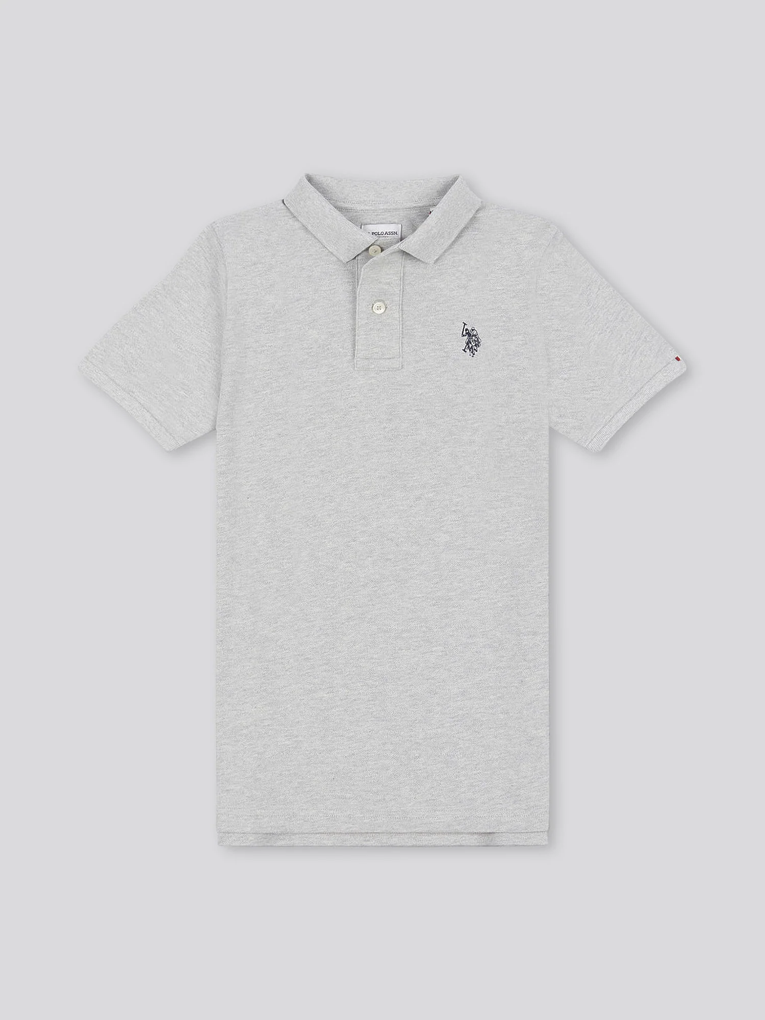 Boys Double Horsemen Polo Shirt in Mid Grey Marl - Image 5