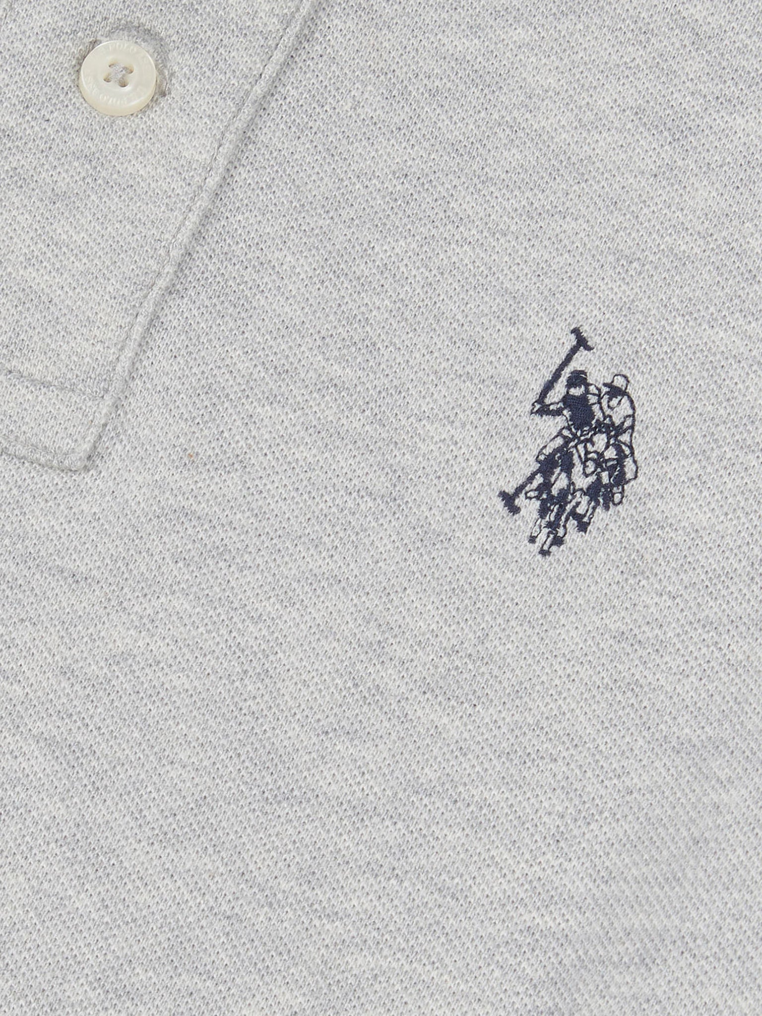 Boys Double Horsemen Polo Shirt in Mid Grey Marl - Image 7