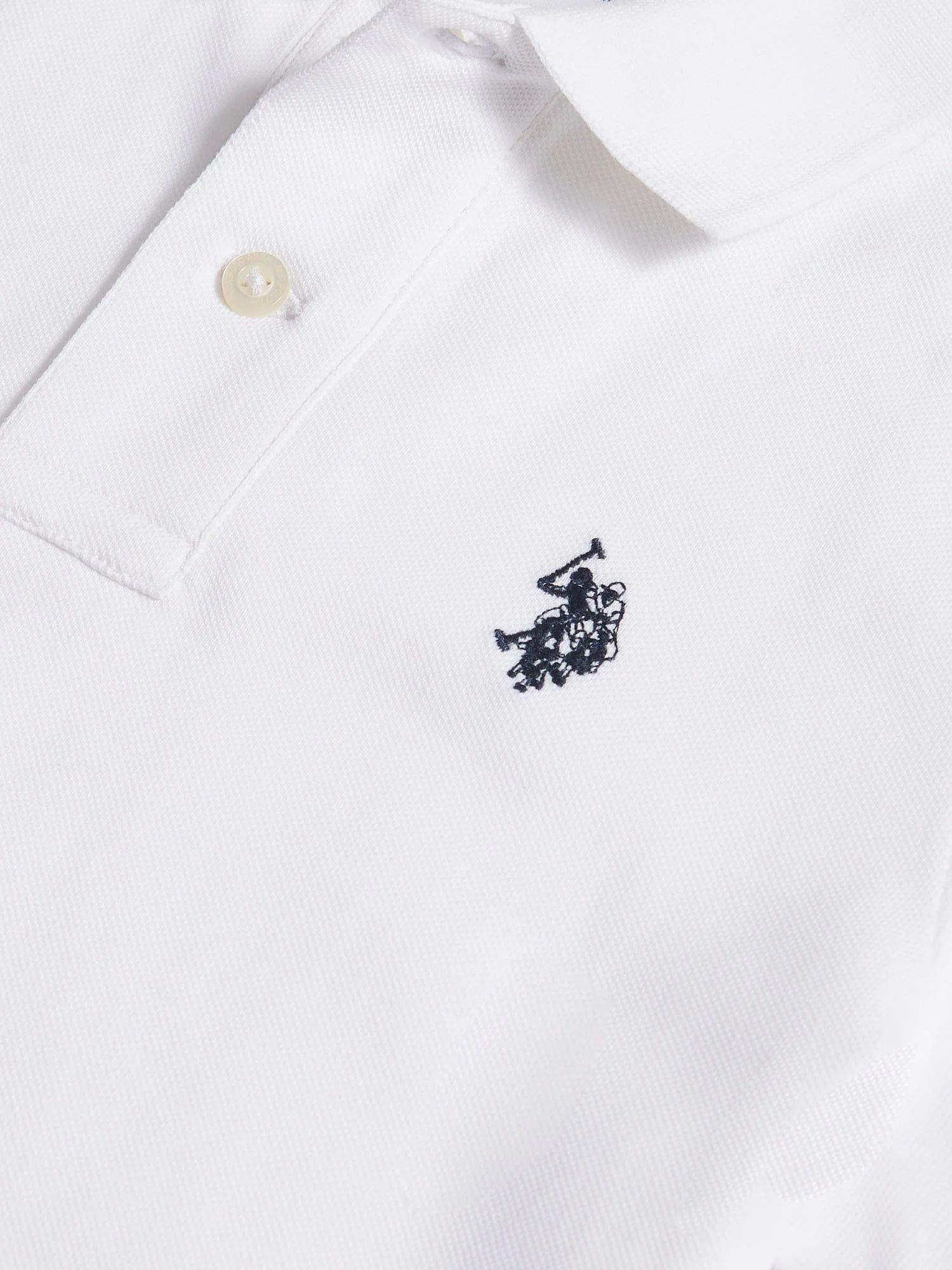 Boys Double Horsemen Polo Shirt White / Dark Sapphire Navy DHM - Image 3