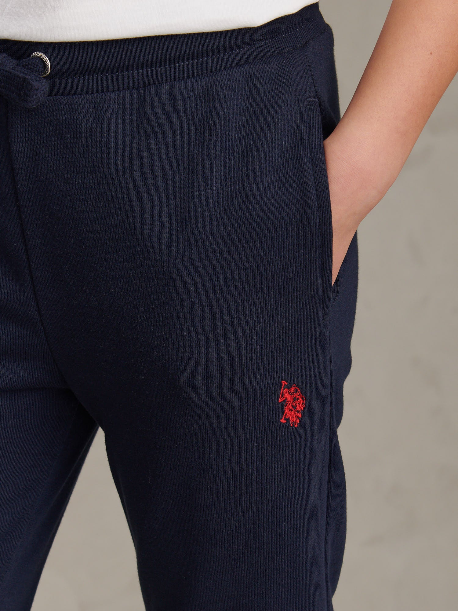 Boys Double Horsemen Straight Leg Jogger in Dark Sapphire Navy / Haute Red DHM - Image 2