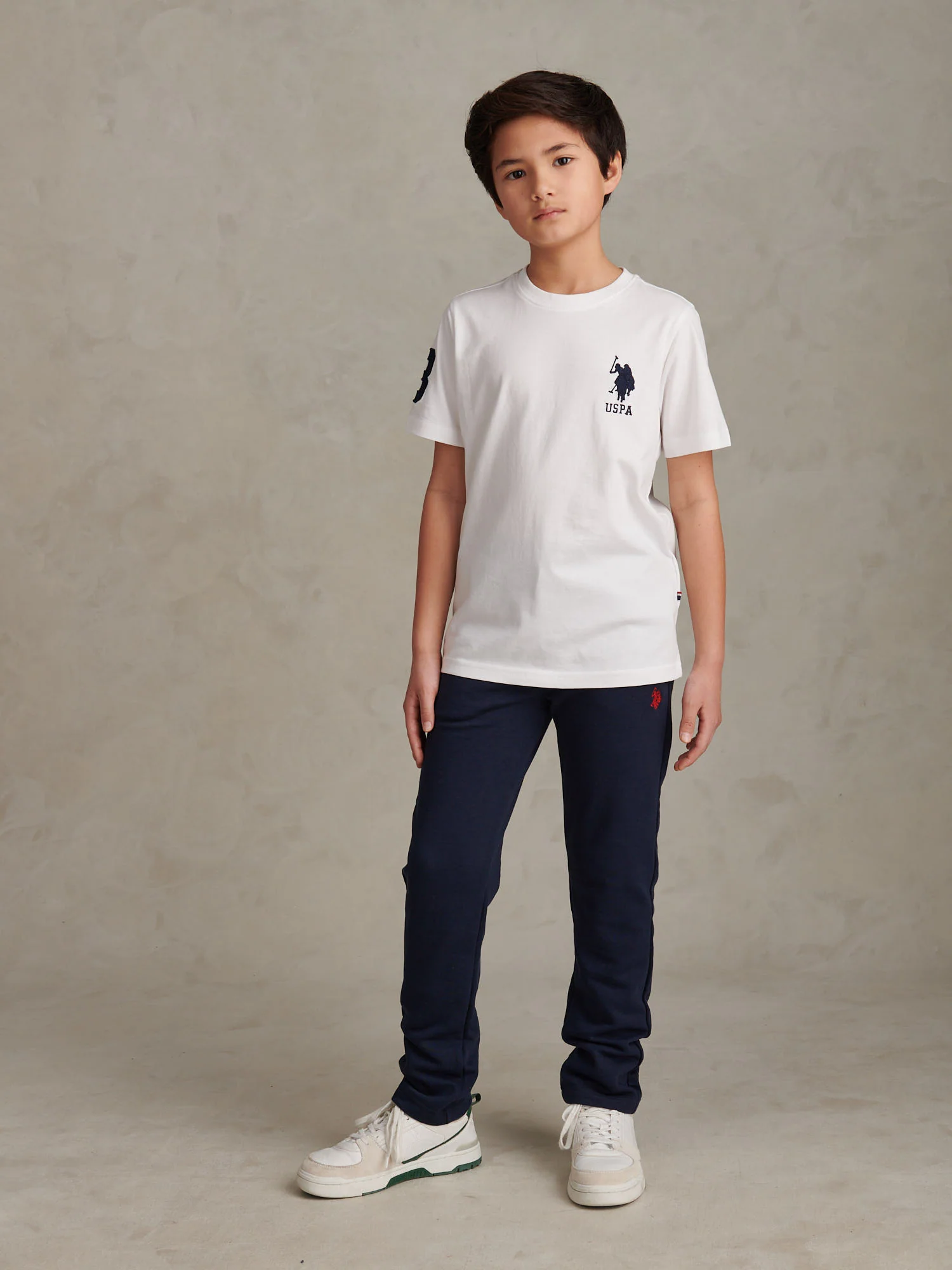 Boys Double Horsemen Straight Leg Jogger in Dark Sapphire Navy / Haute Red DHM - Image 3