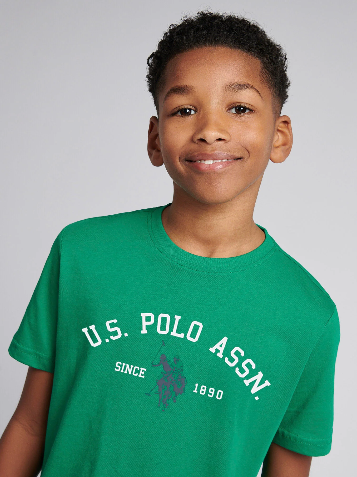 Boys Double Horsemen T- Shirt in Lush Meadow - Image 2