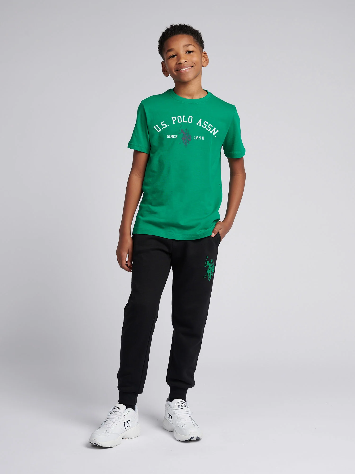 Boys Double Horsemen T- Shirt in Lush Meadow - Image 3