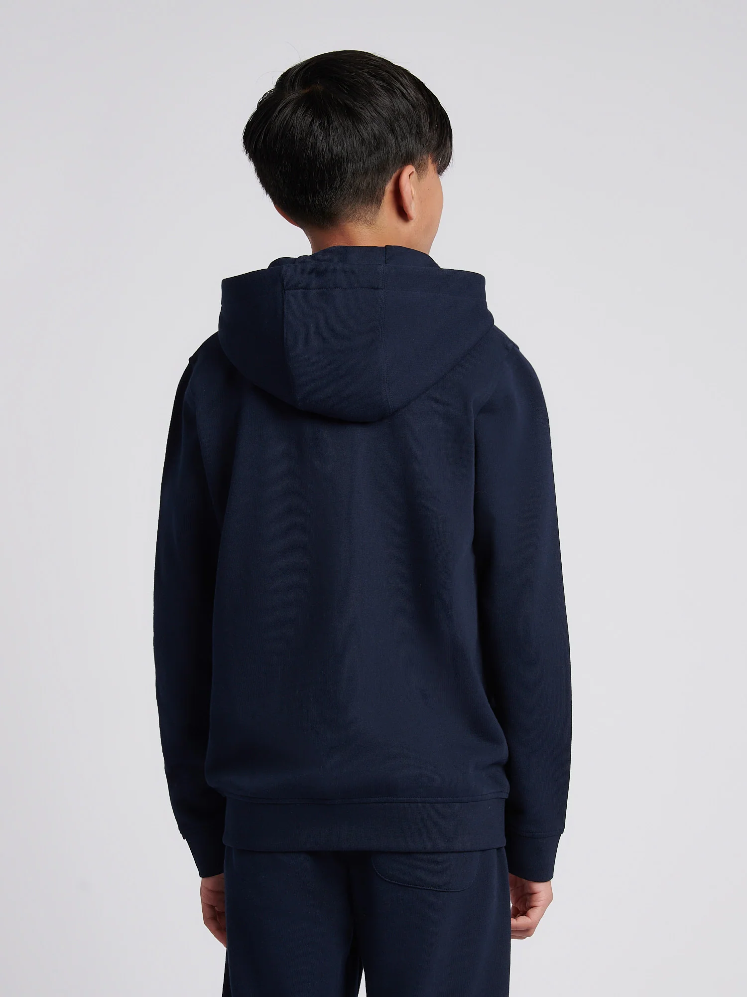 Boys Double Horsemen Zip Hoodie in Dark Sapphire Navy / Haute Red DHM - Image 4