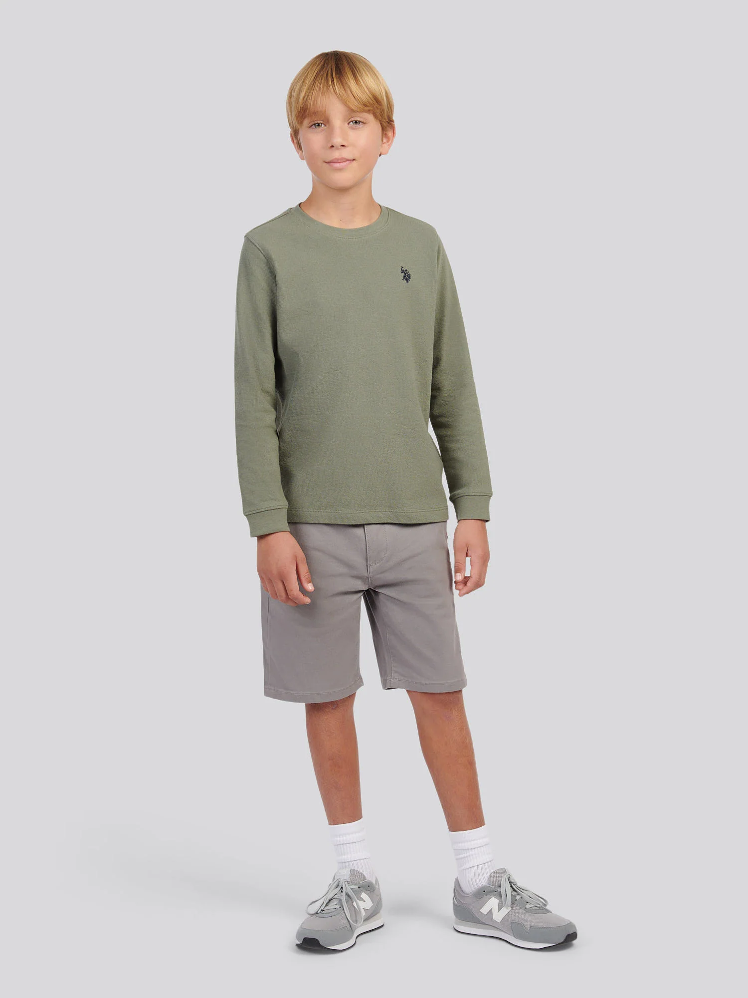Boys Flat Pile Long Sleeve T-Shirt in Mulled Basil - Image 3