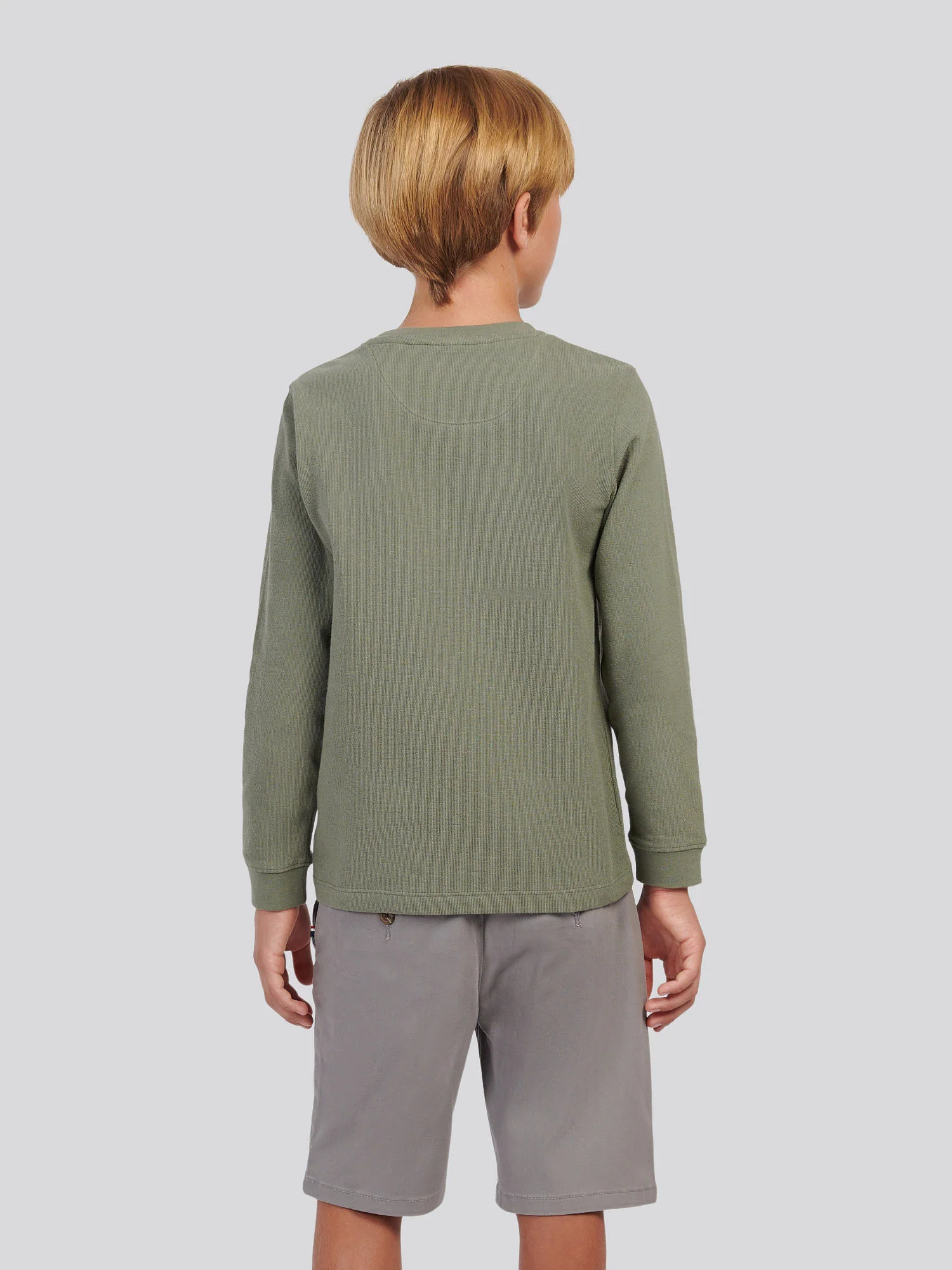 Boys Flat Pile Long Sleeve T-Shirt in Mulled Basil - Image 4