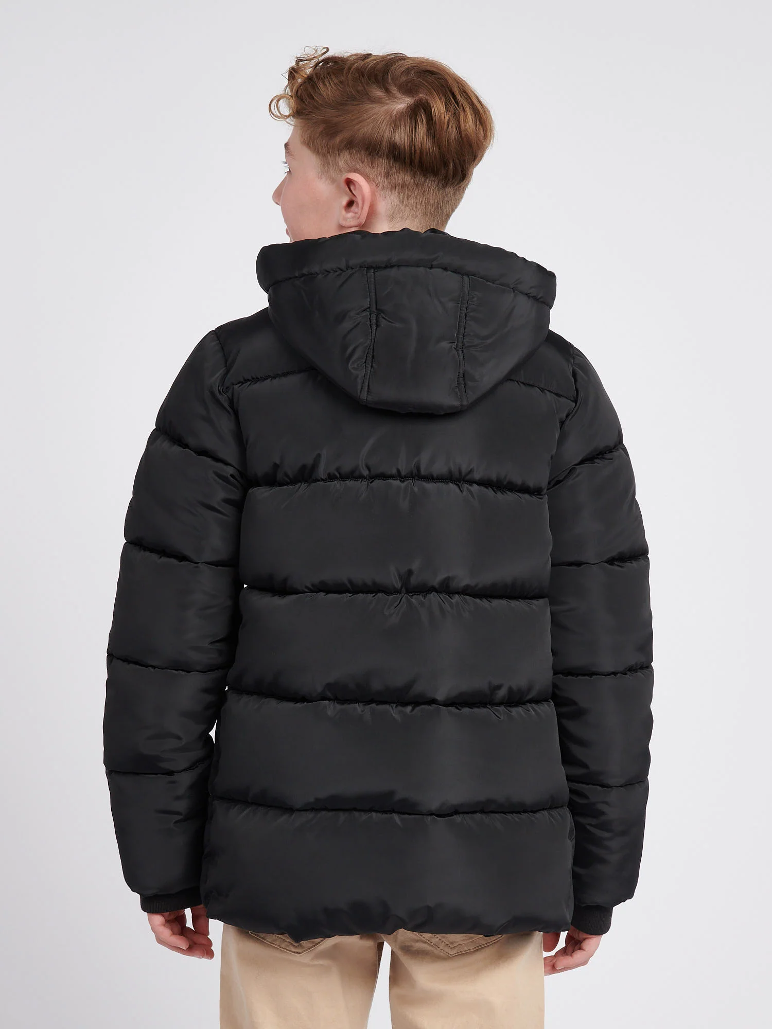 Boys Heavy Puffer Coat in Black - Image 4