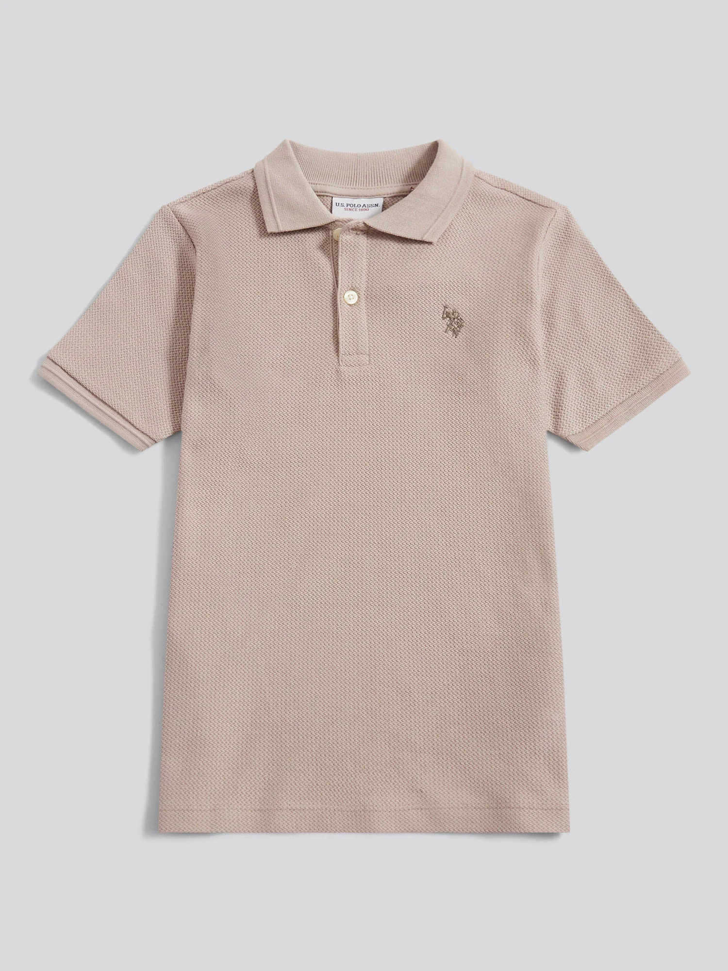 Boys Herringbone Texture Polo Shirt in Atmosphere - Image 5