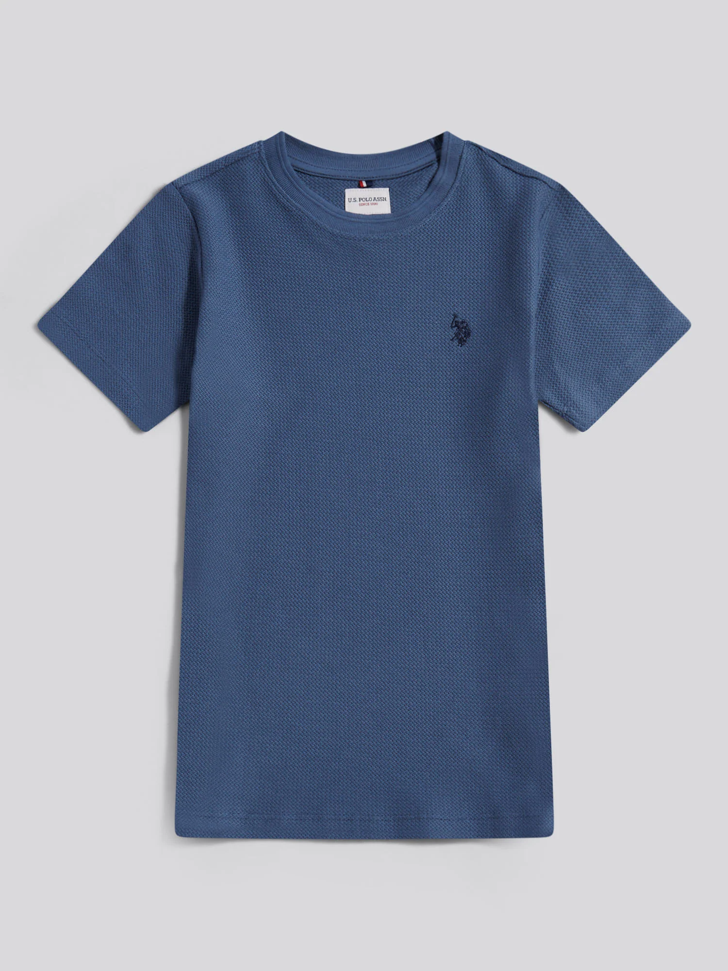 Boys Herringbone Texture T-Shirt in Vintage Indigo - Image 5