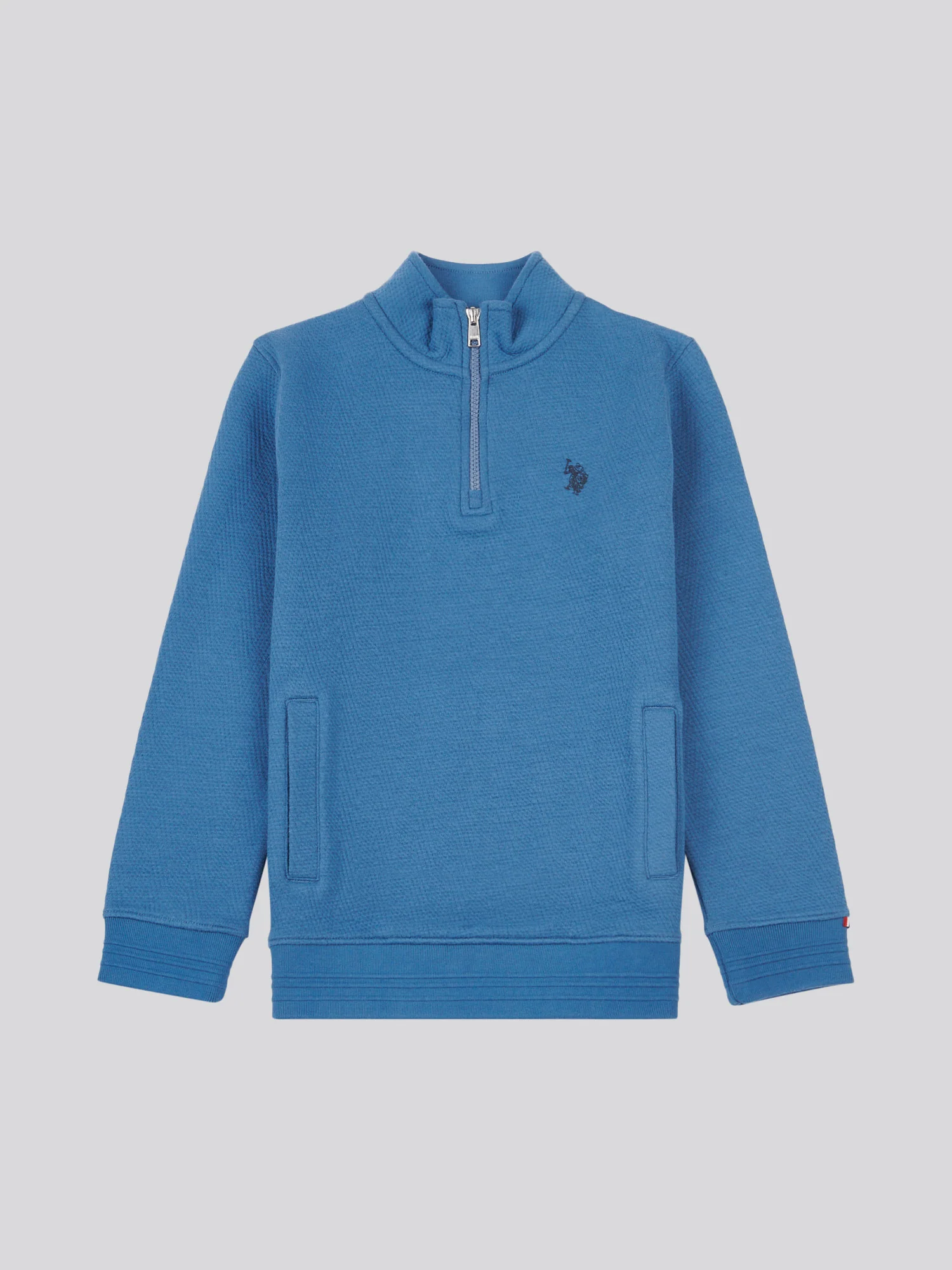 Boys Herringbone ¼ Zip Sweatshirt in Blue Horizon Marl - Image 6