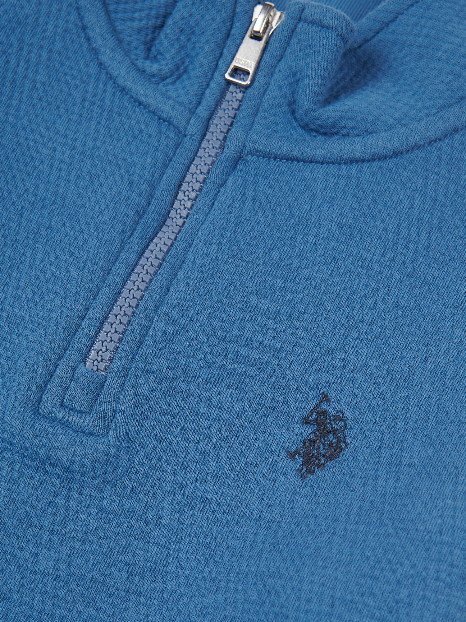 Boys Herringbone ¼ Zip Sweatshirt in Blue Horizon Marl - Image 8