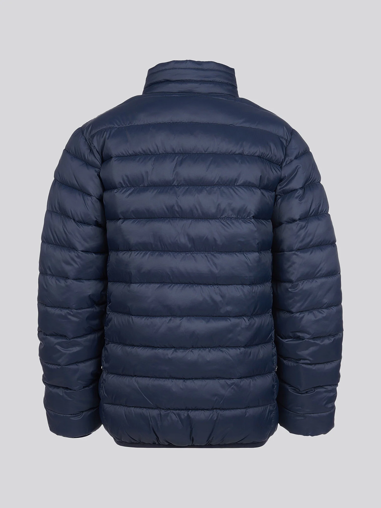 Boys Lightweight Bound Quilted Jacket in Dark Sapphire Navy / Haute Red DHM - Image 8