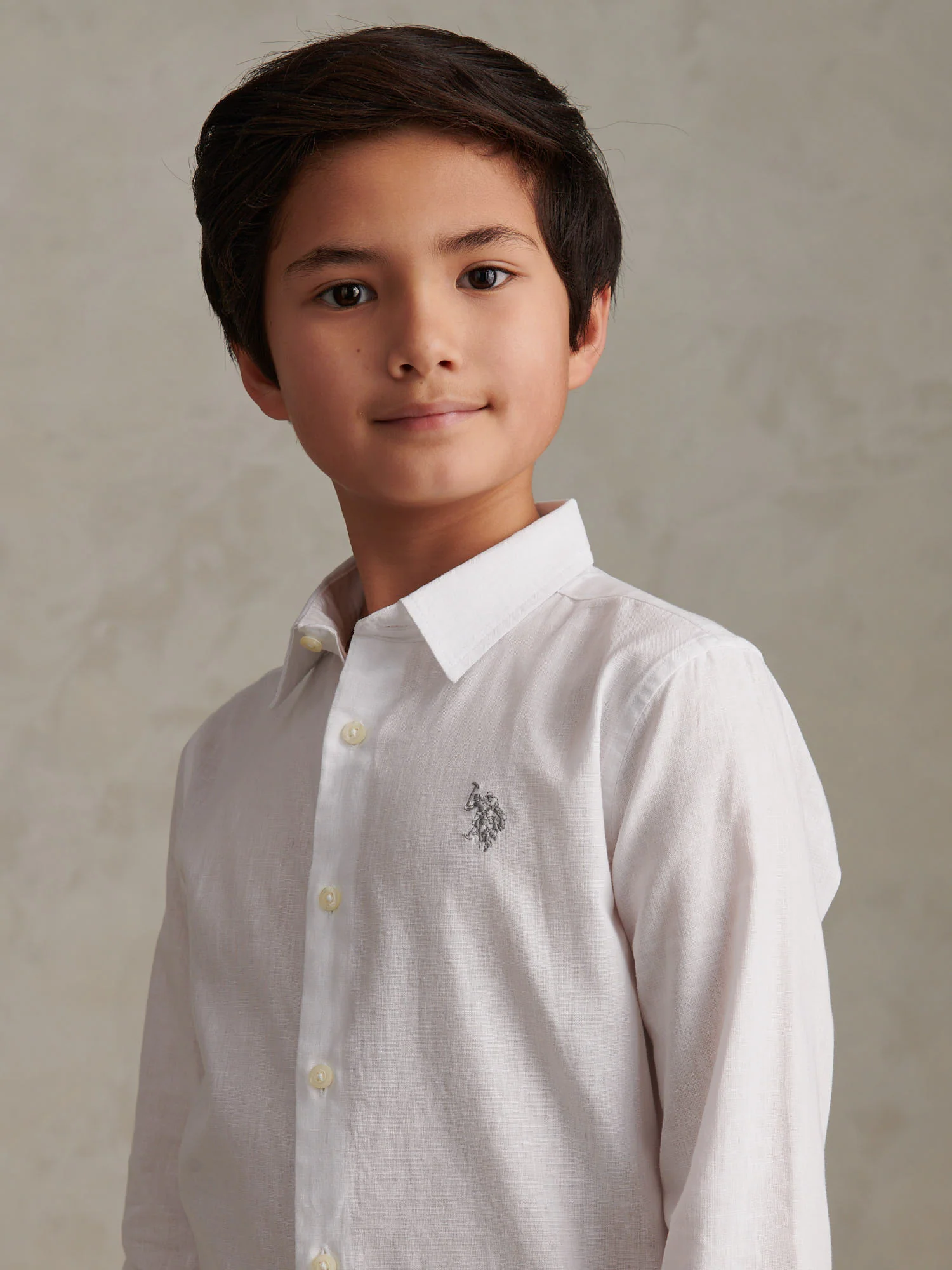 Boys Linen Blend Shirt Bright White / Harbour Mist - Image 2