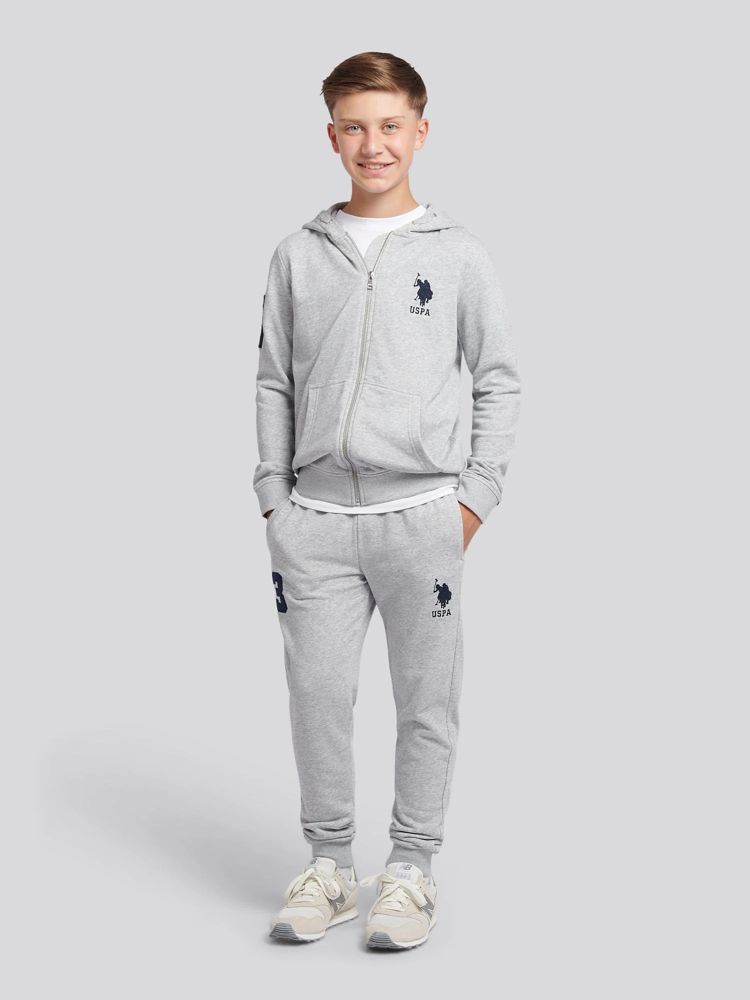 Boys Player 3 Loopback Jogger in Mid Grey Marl - Image 3