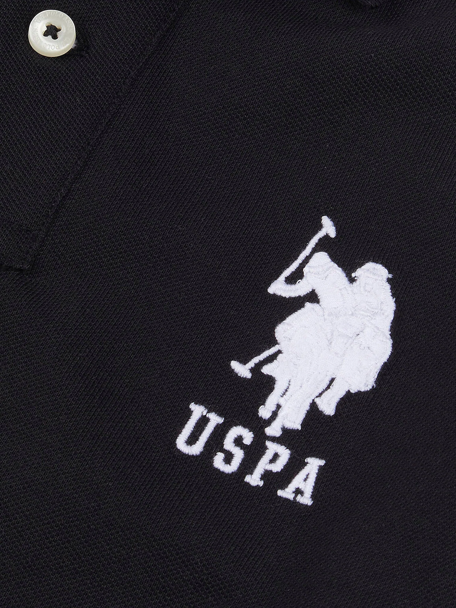 Boys Player 3 Polo Shirt in Black Bright White DHM - Image 7