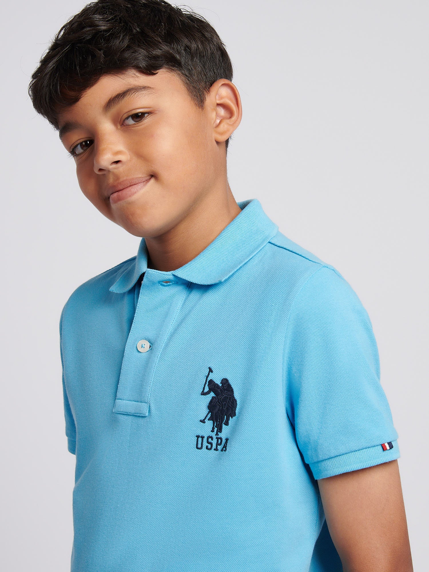 Boys Player 3 Polo Shirt Heritage Blue - Image 2