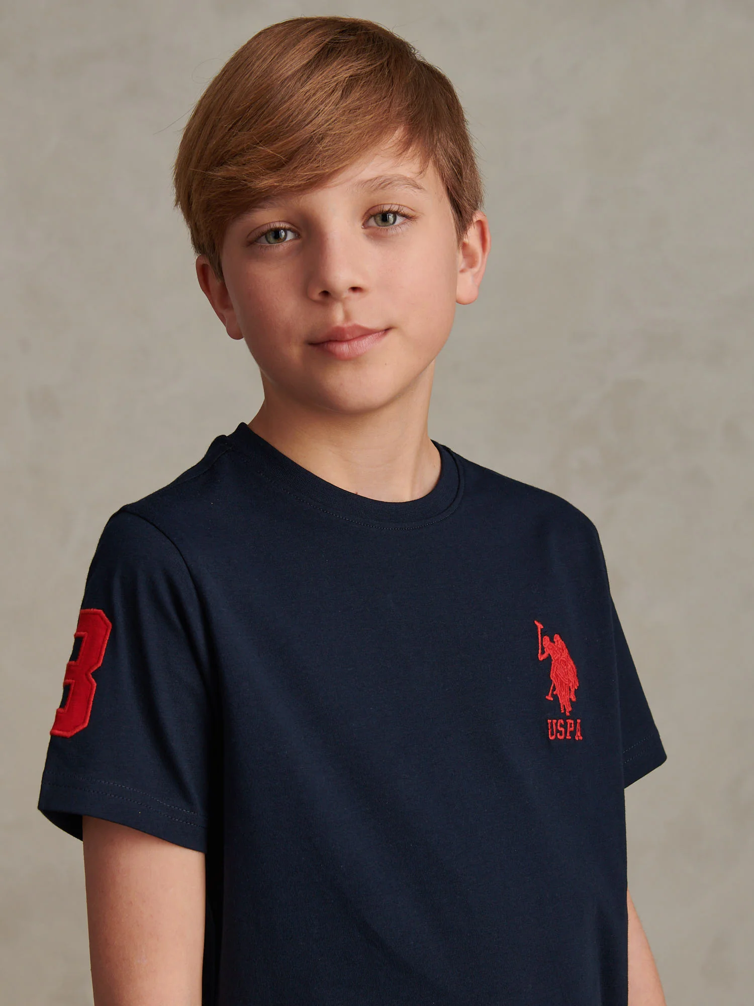 Boys Player 3 T-Shirt Dark Sapphire Navy / Haute Red DHM - Image 2