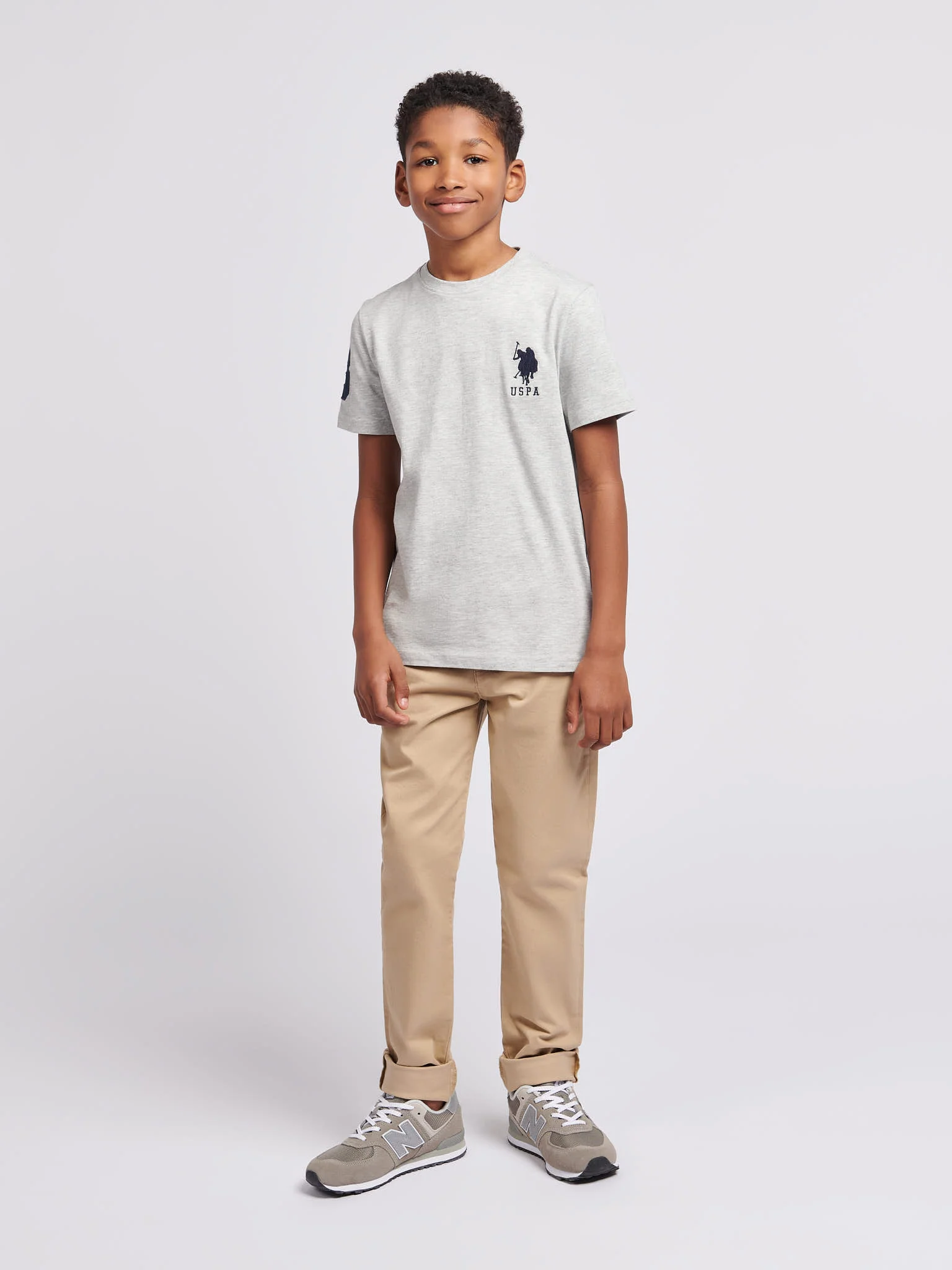 Boys Player 3 T-Shirt in Mid Grey Marl - Image 3