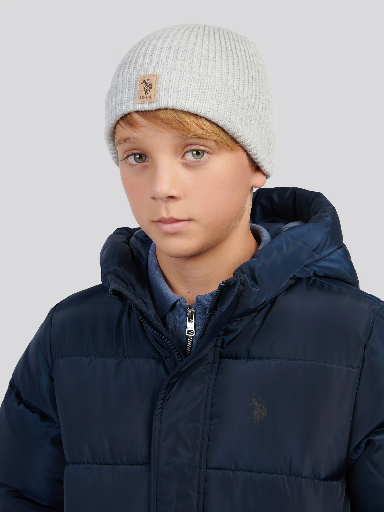Boys Signature Double Horsemen Knit Beanie in Mid Grey Marl - Image 2