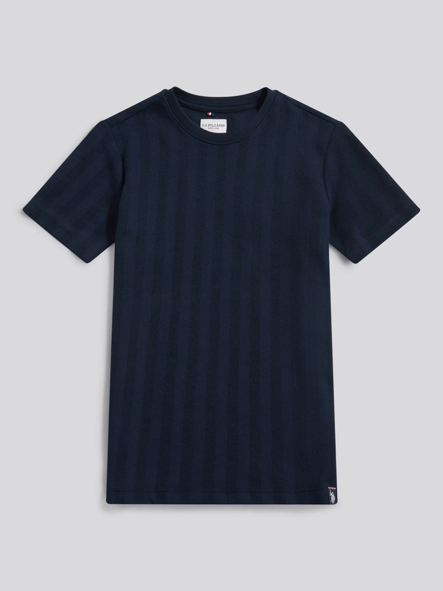 Boys Smart Vertical Texture T-Shirt in Dark Sapphire Navy - Image 5