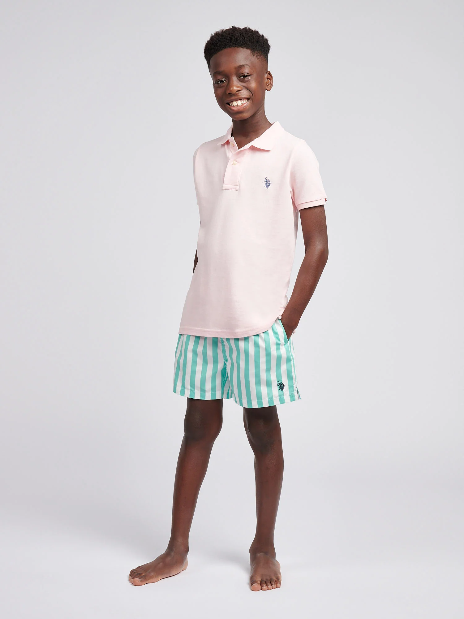 Boys Stripe Swim Short in Pool Blue - Image 3