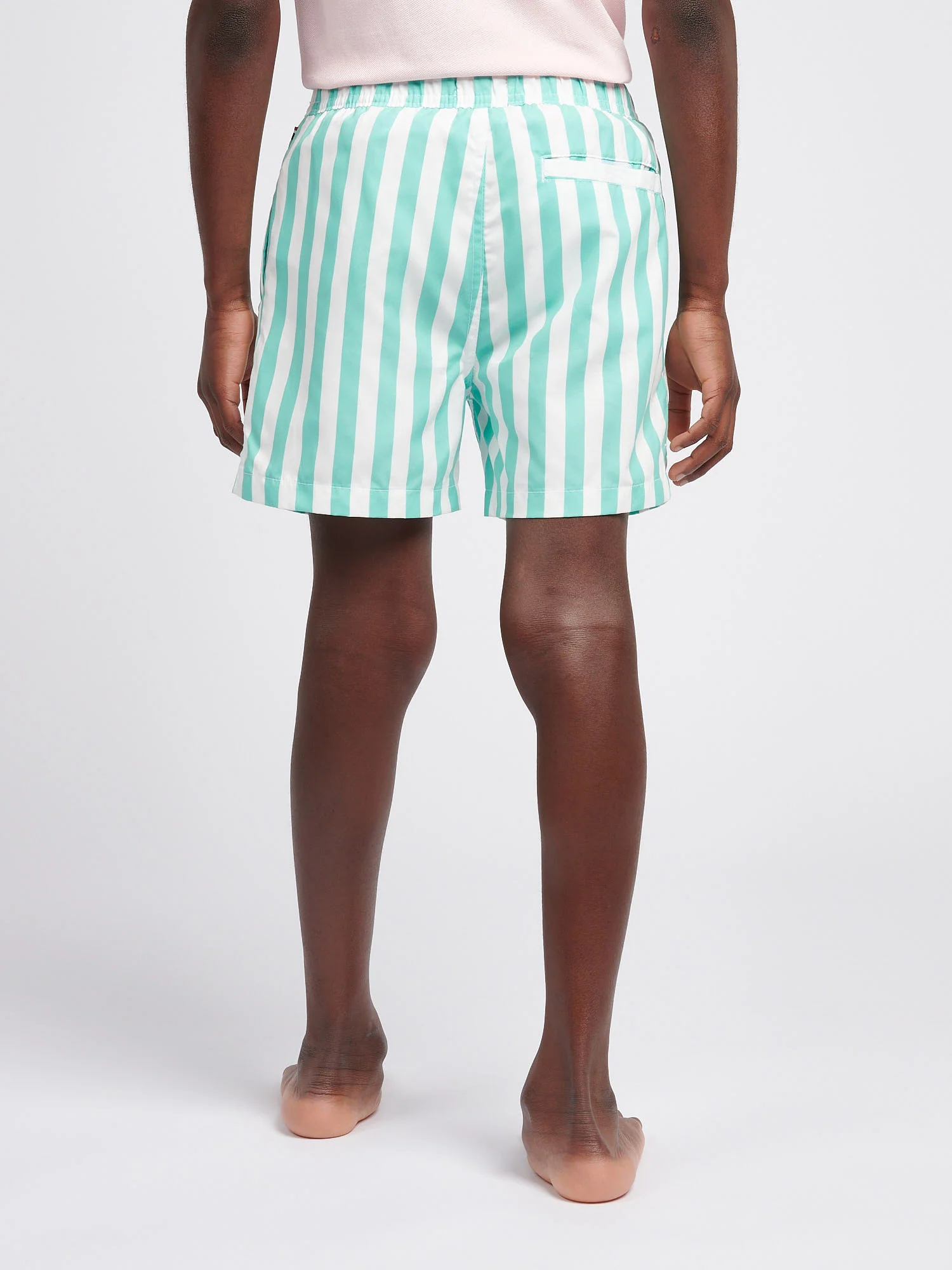 Boys Stripe Swim Short in Pool Blue - Image 4