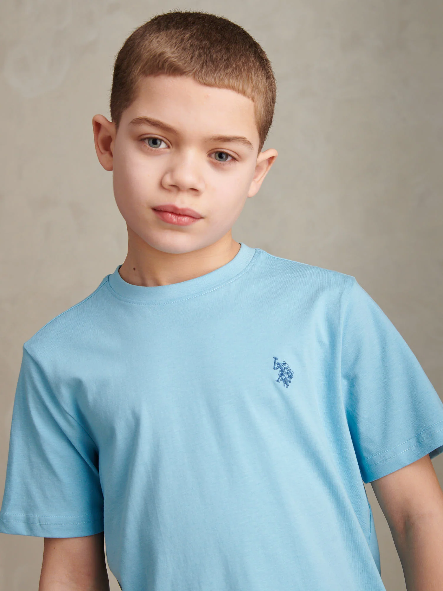 Boys Texture Double Horsemen T-Shirt Air Blue - Image 2