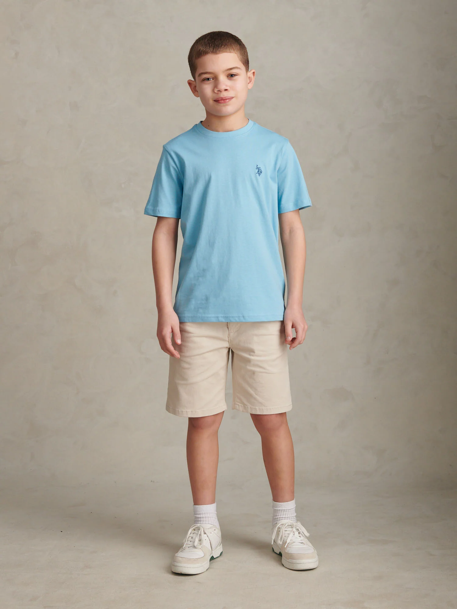 Boys Texture Double Horsemen T-Shirt Air Blue - Image 3
