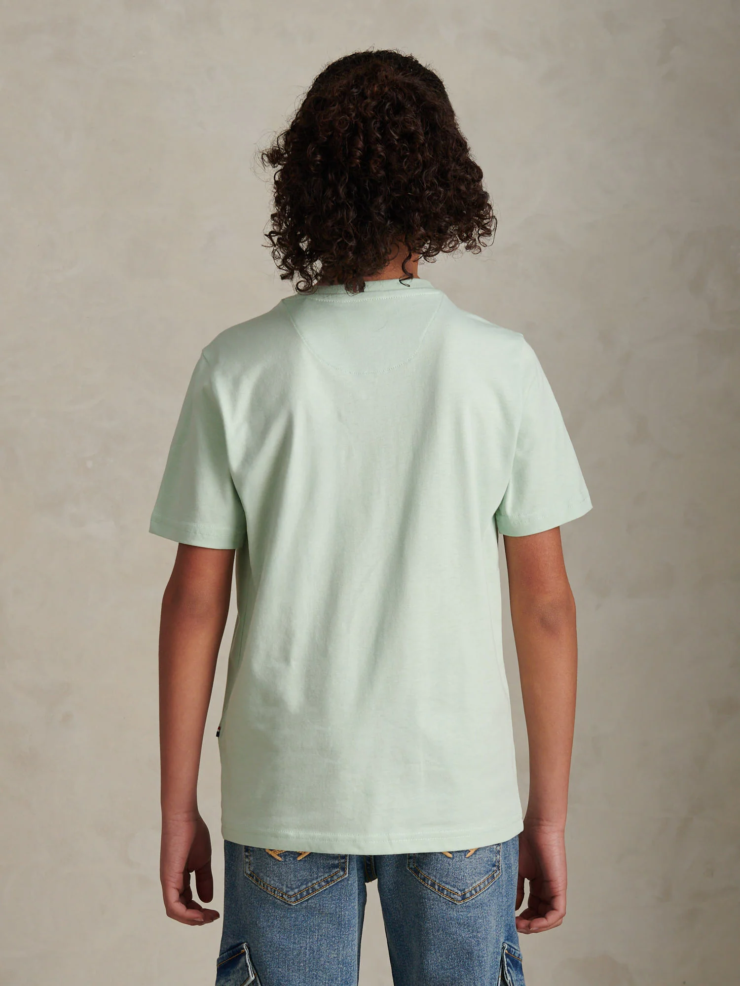 Boys Texture Double Horsemen T-Shirt Aqua Foam - Image 4